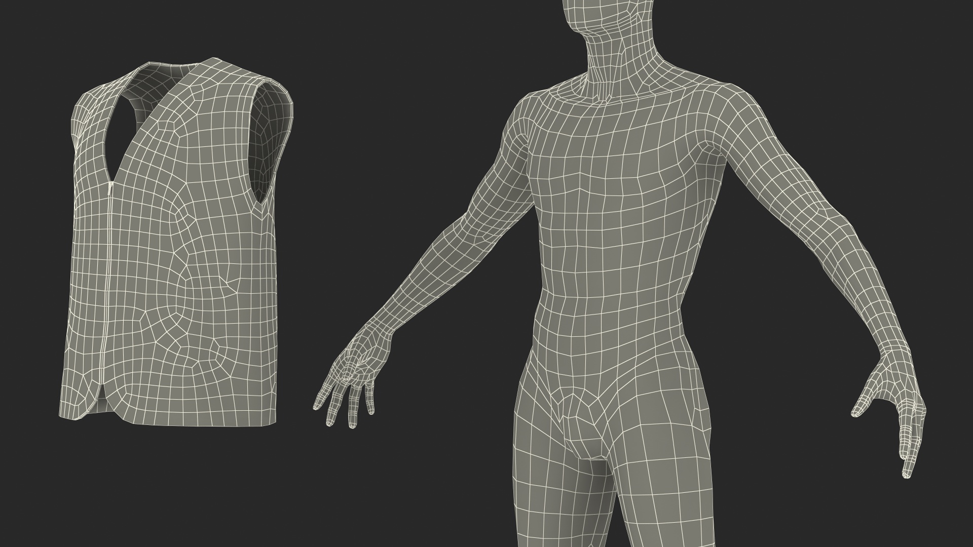 3D model Mannequin with Orange Hi Vis Safety Vest