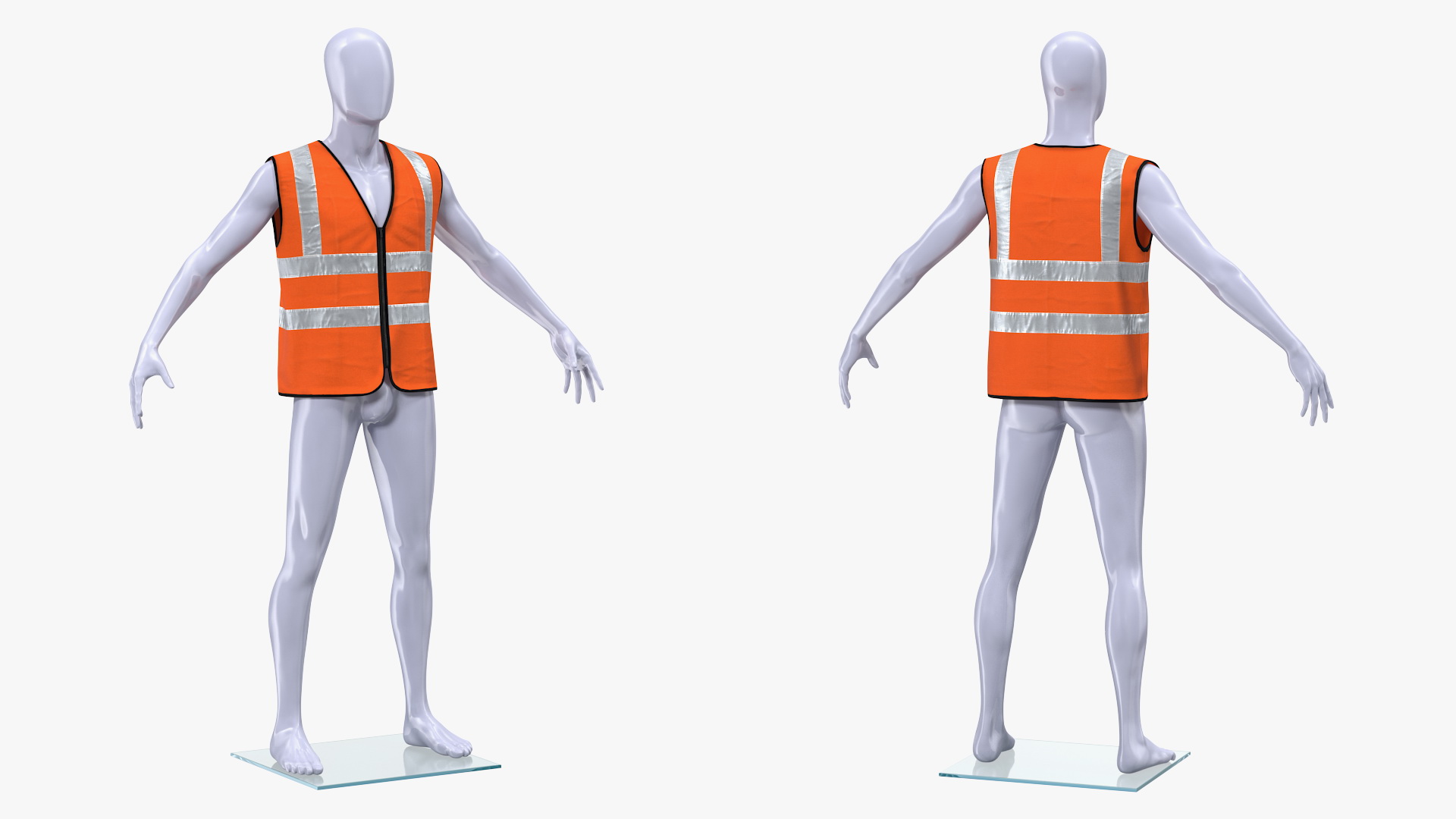 3D model Mannequin with Orange Hi Vis Safety Vest