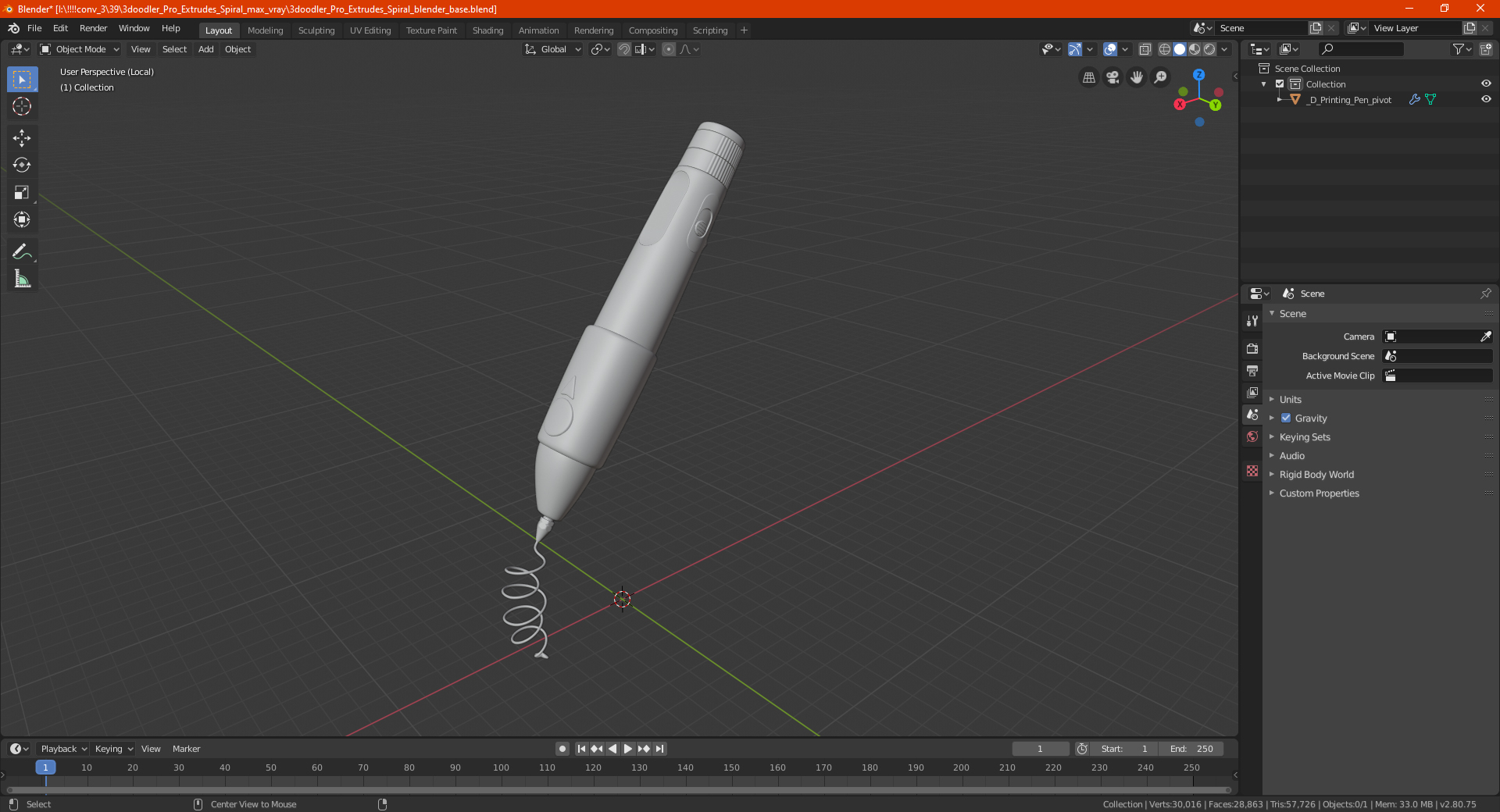 3D 3doodler Pro Extrudes Spiral model