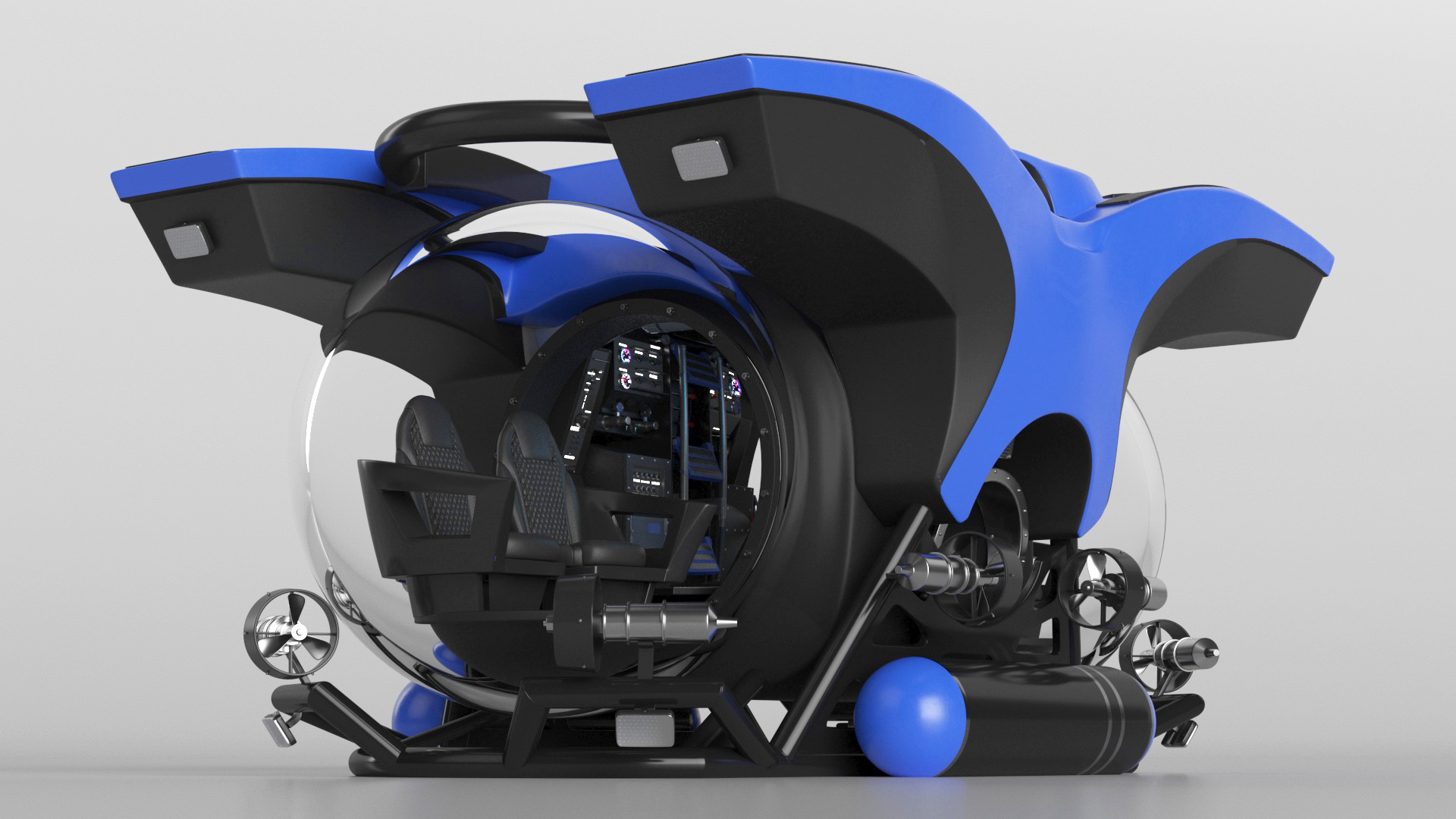 3D Tourist Deep Sea Submarine Blue