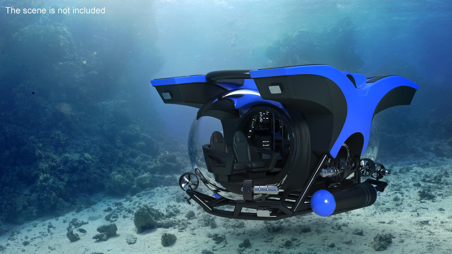3D Tourist Deep Sea Submarine Blue