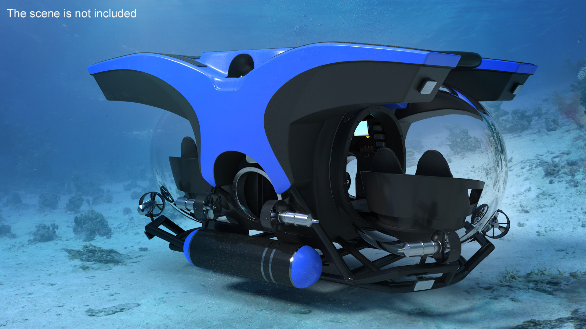 3D Tourist Deep Sea Submarine Blue