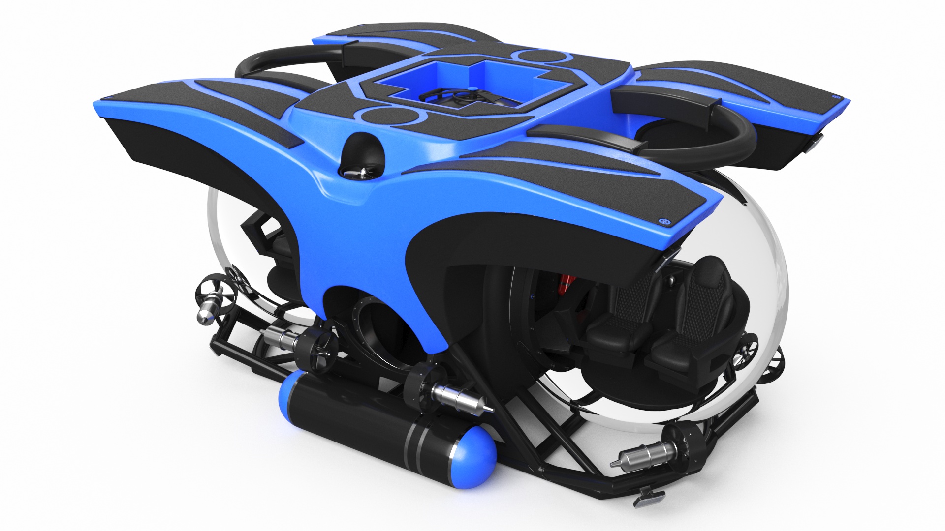 3D Tourist Deep Sea Submarine Blue
