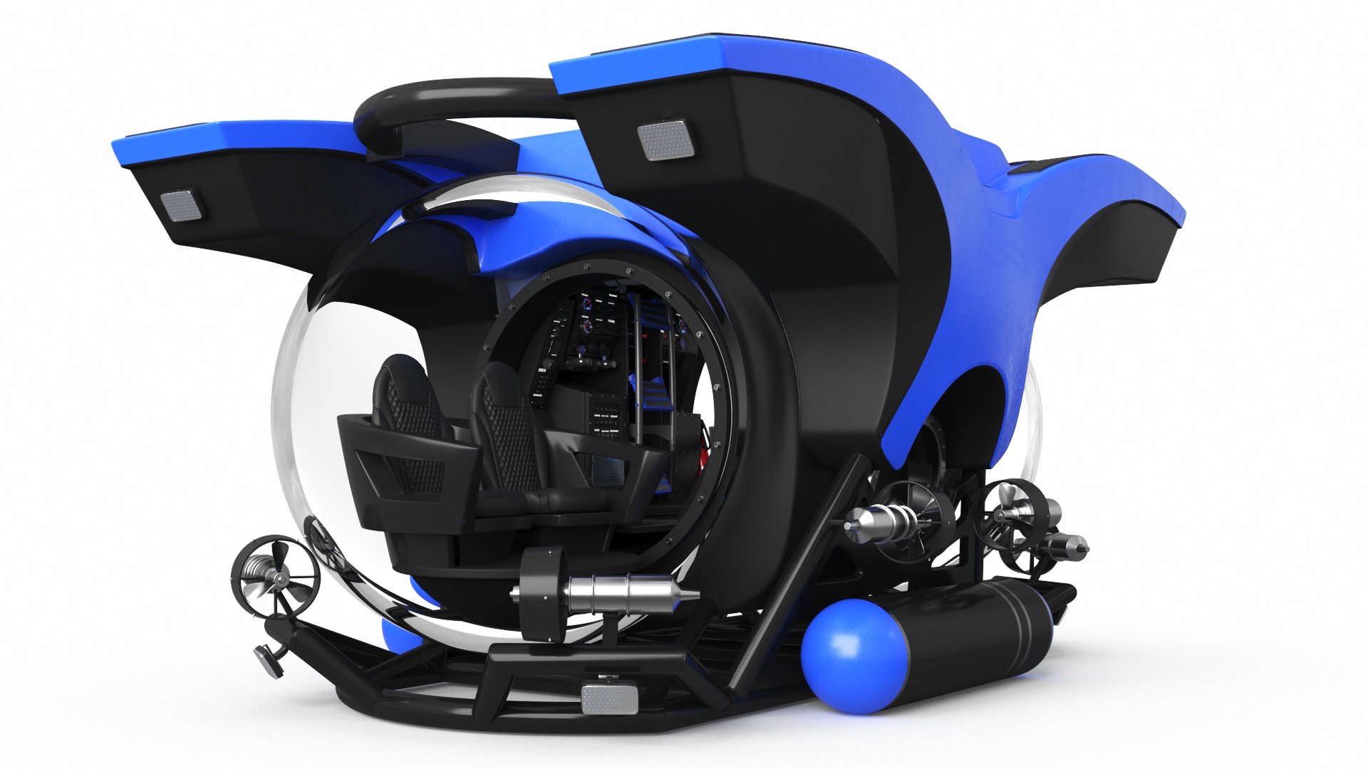 3D Tourist Deep Sea Submarine Blue