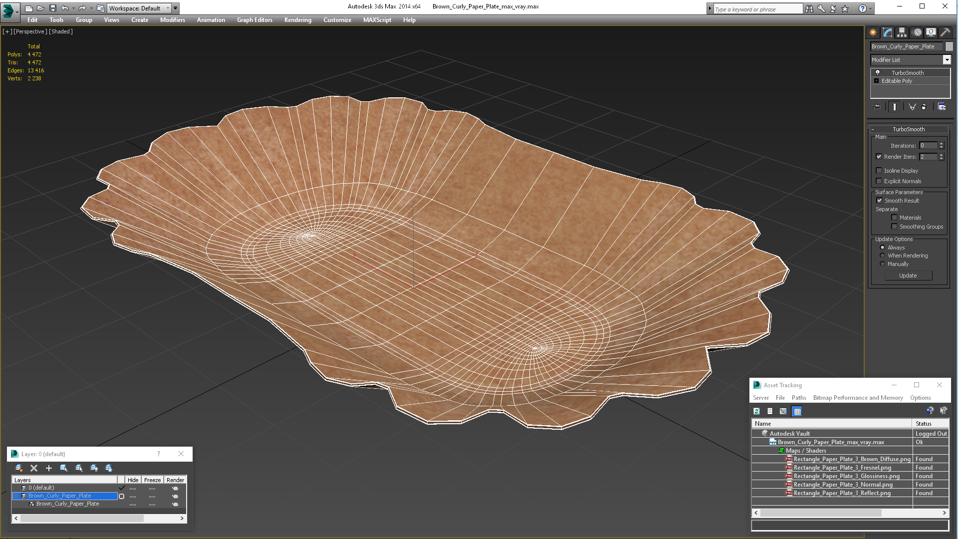 3D Brown Curly Paper Plate model