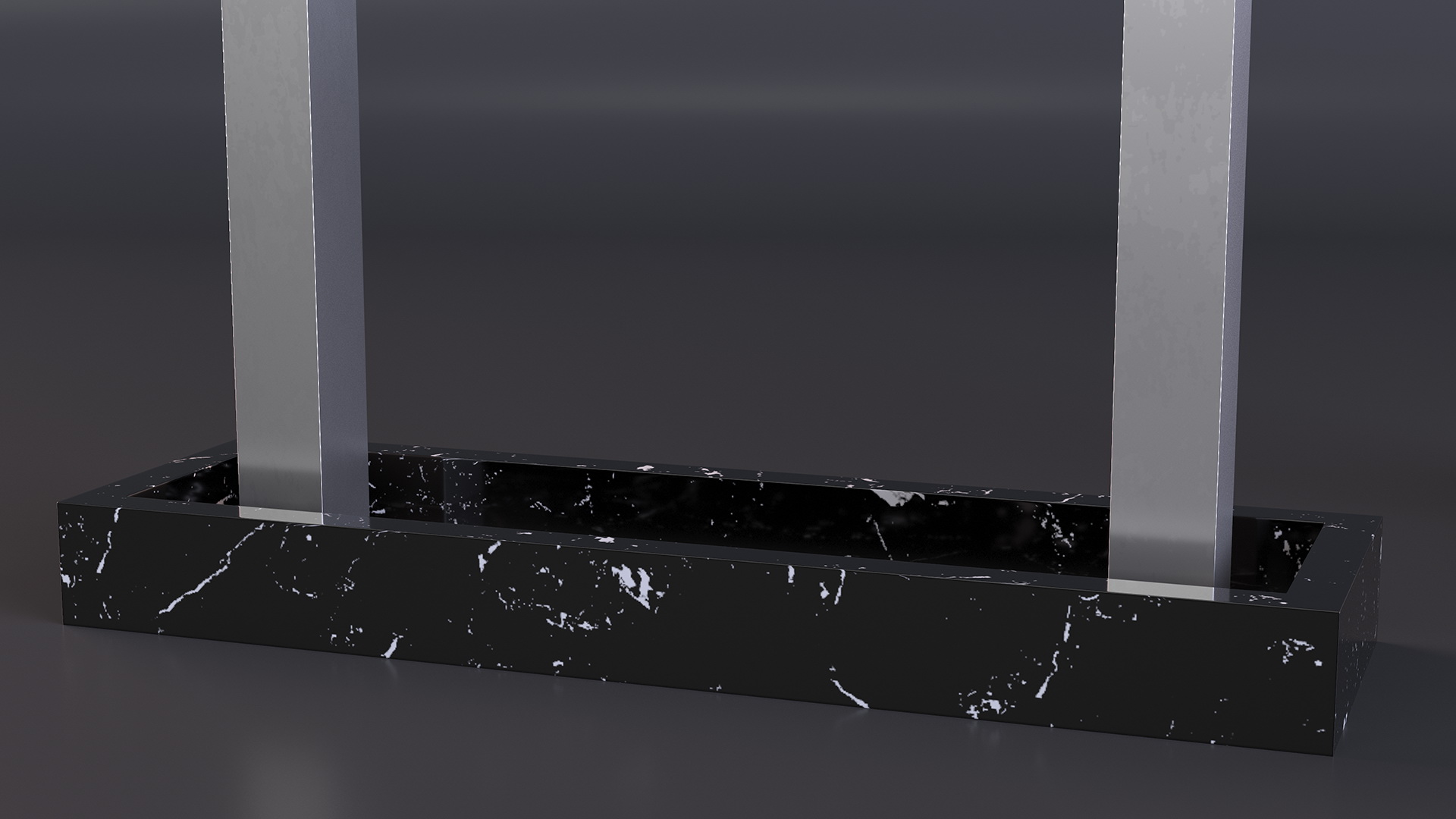 3D Modern Metal Fountain No Water Black