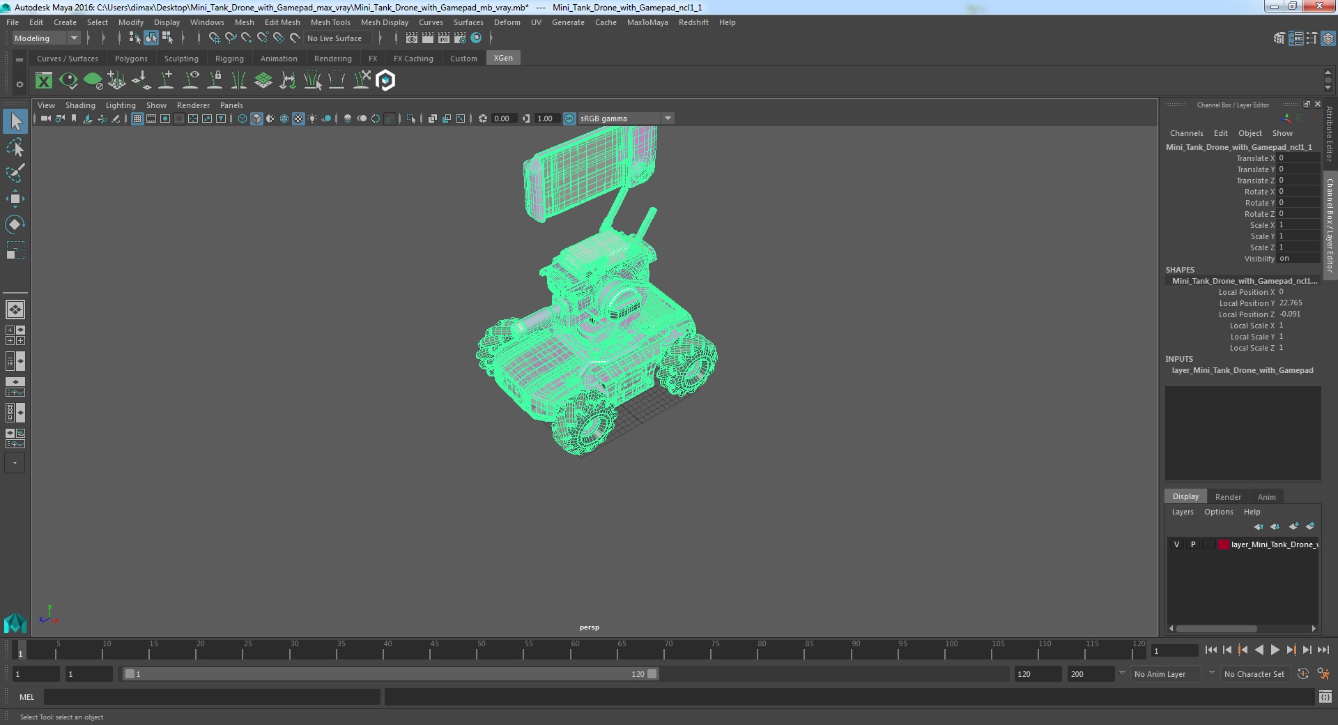 3D Mini Tank Drone with Gamepad model