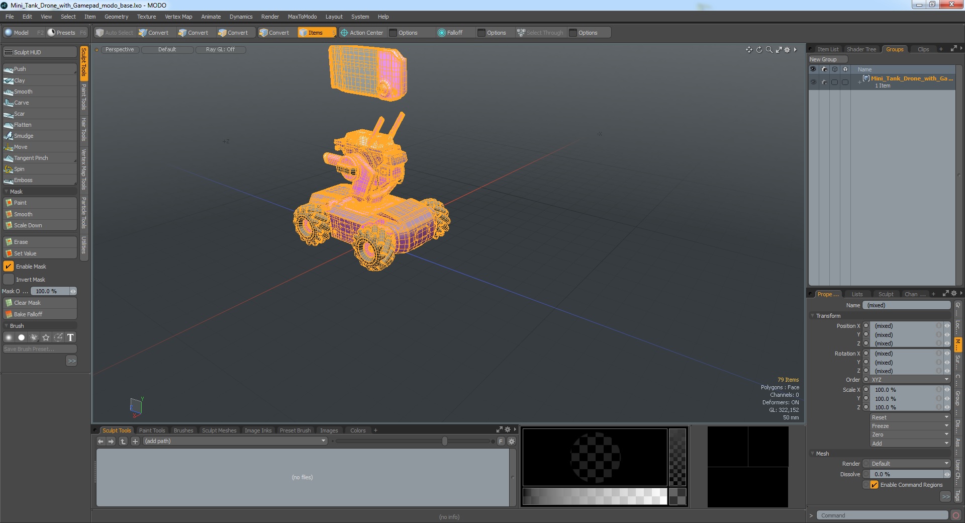 3D Mini Tank Drone with Gamepad model