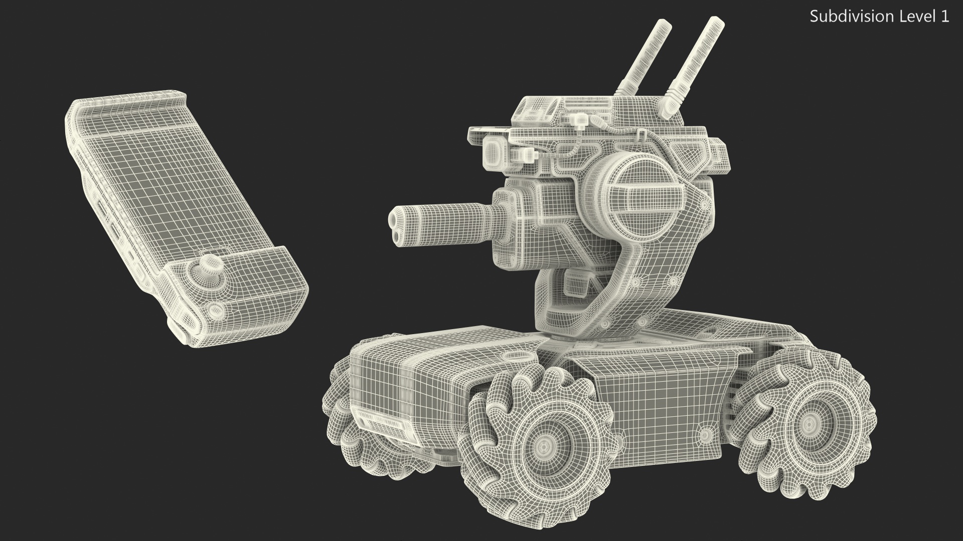 3D Mini Tank Drone with Gamepad model