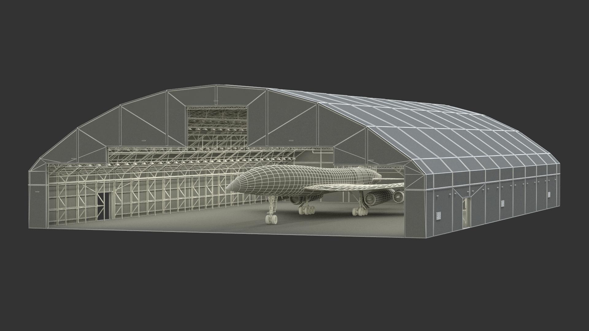 Overture Supersonic Jet Aircraft in Hangar 3D