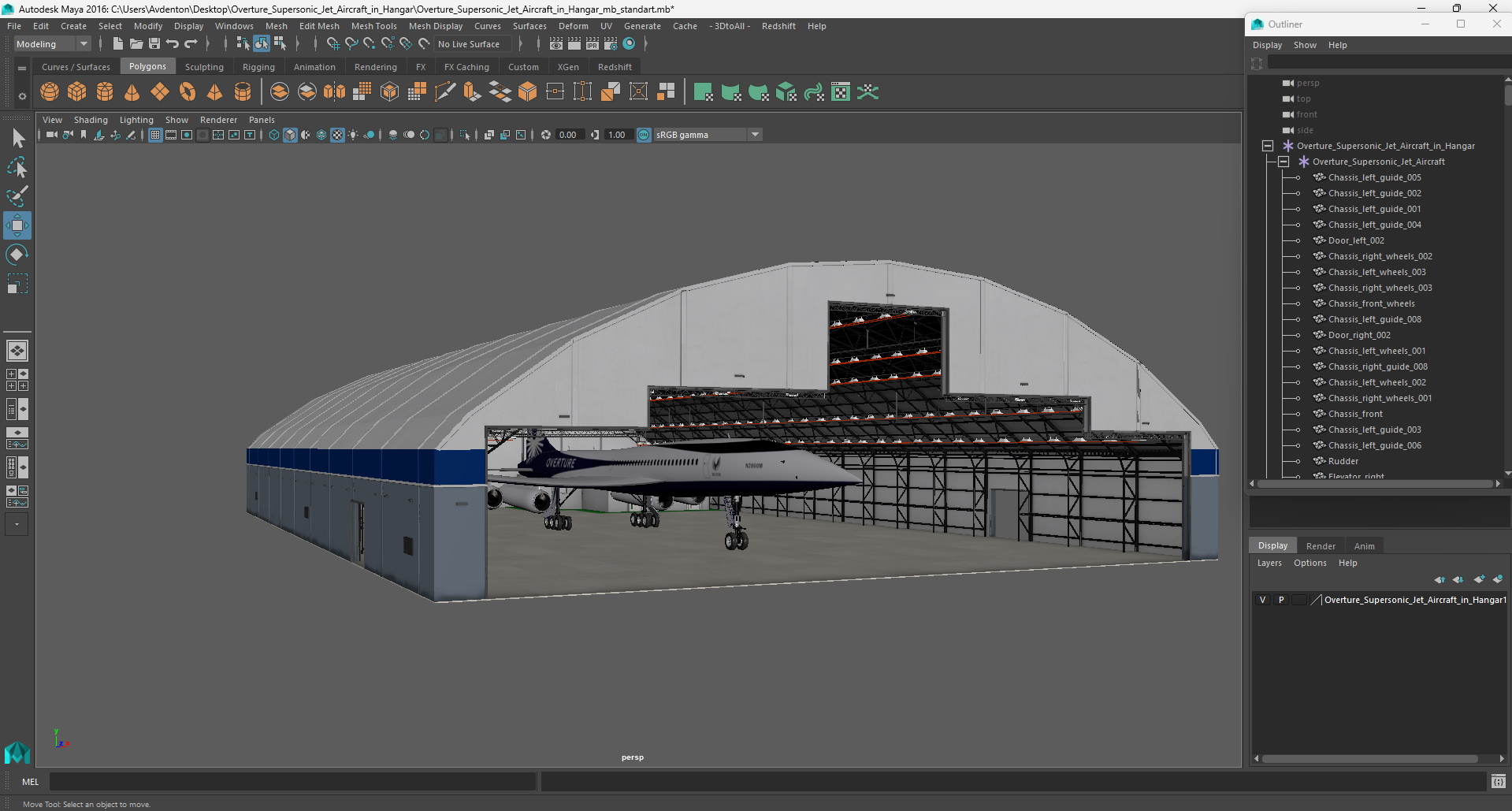 Overture Supersonic Jet Aircraft in Hangar 3D