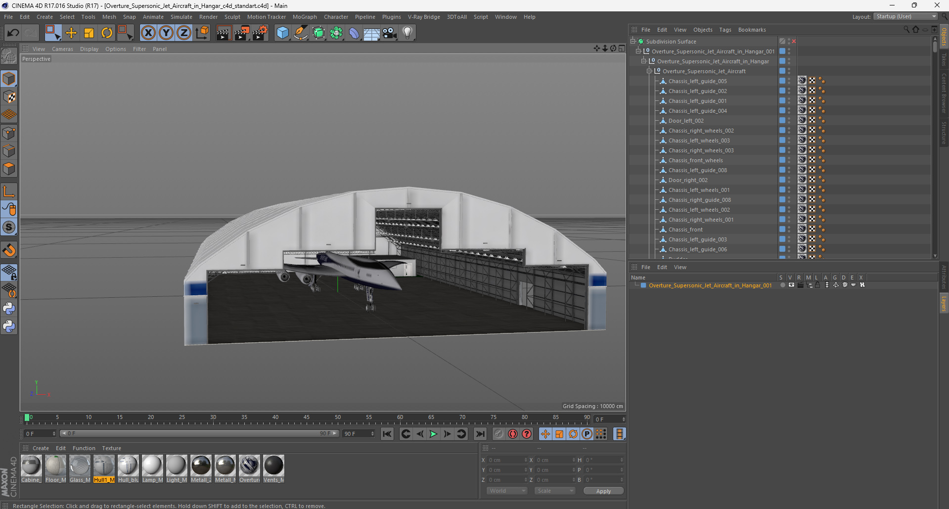 Overture Supersonic Jet Aircraft in Hangar 3D
