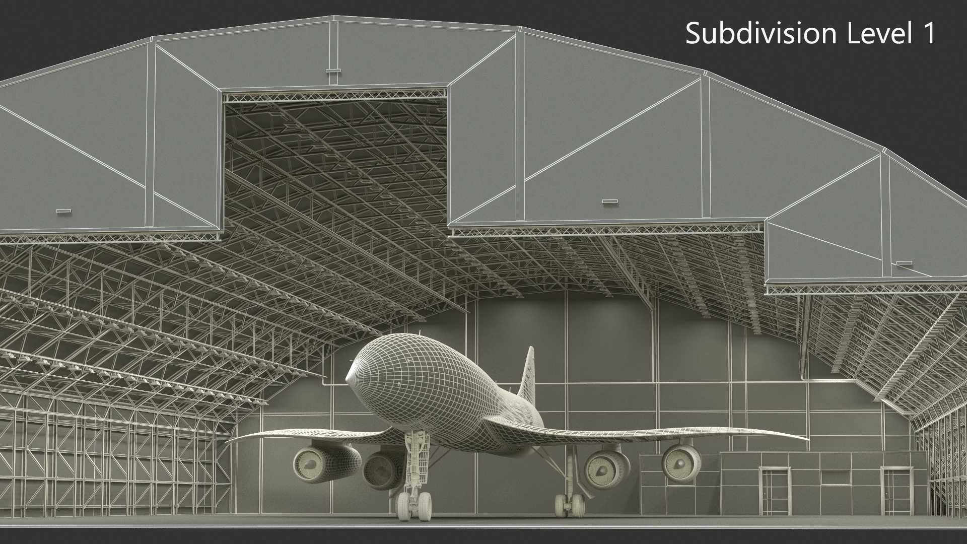 Overture Supersonic Jet Aircraft in Hangar 3D