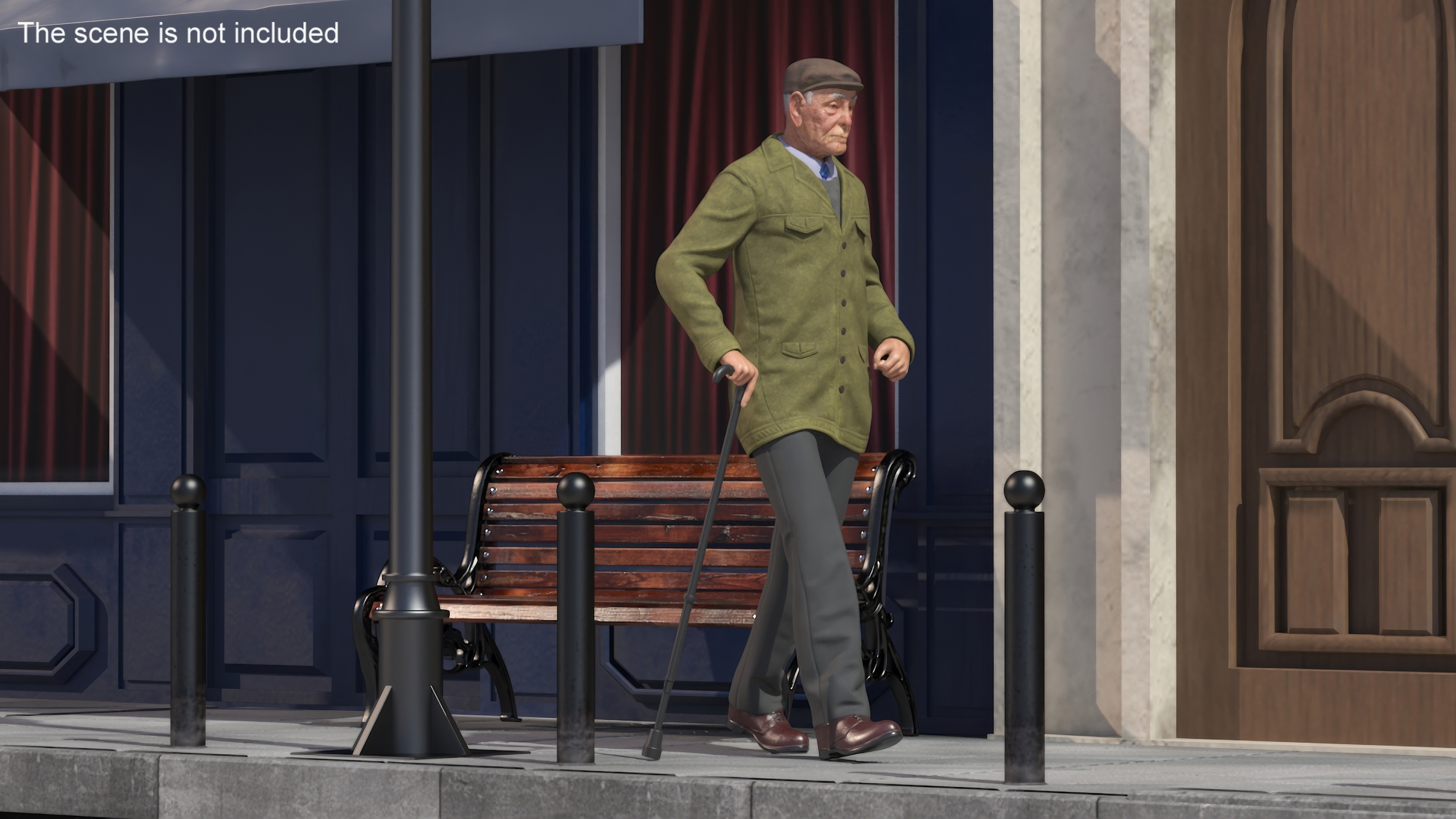3D Walking Old Man with Stick