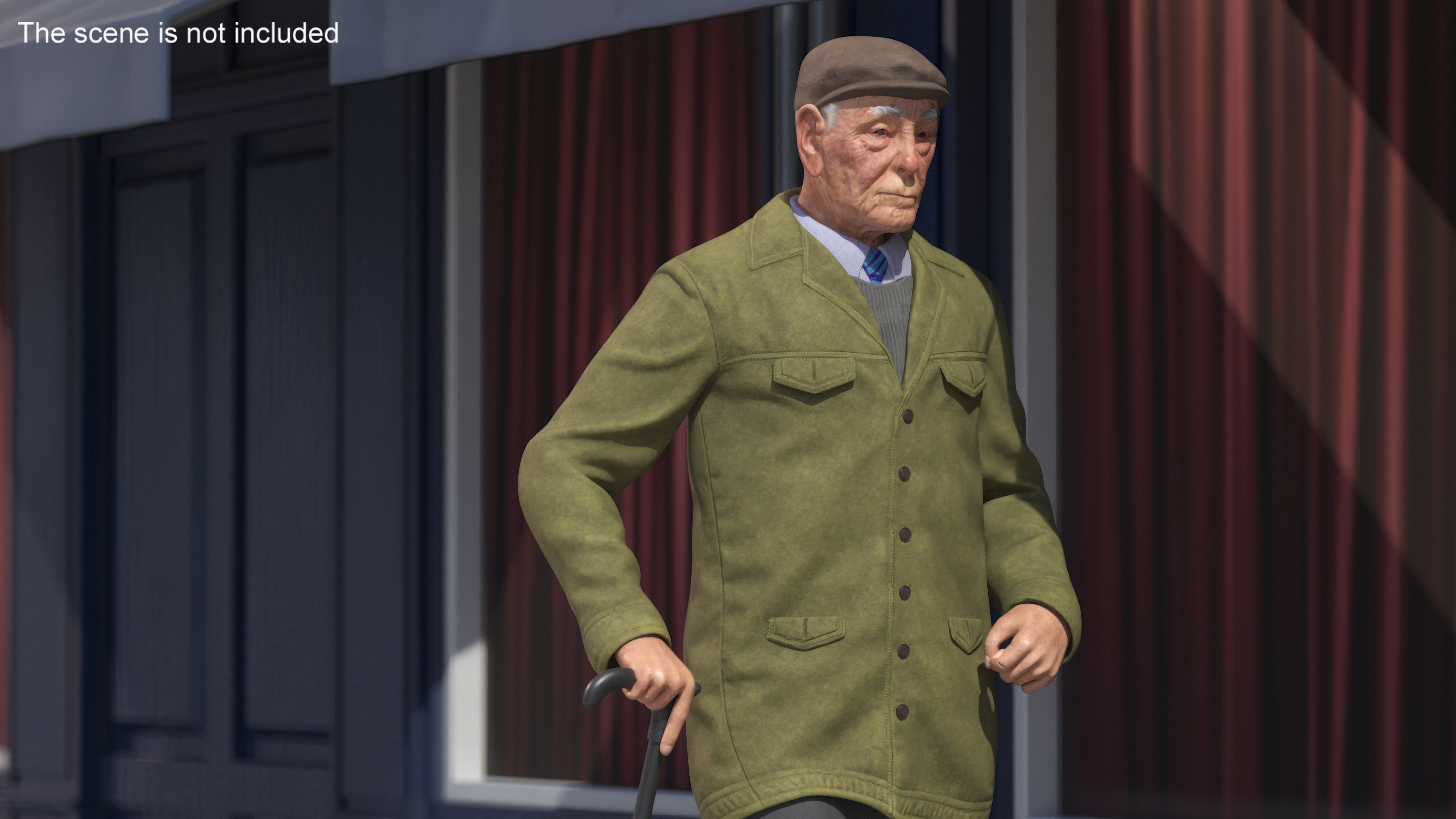 3D Walking Old Man with Stick
