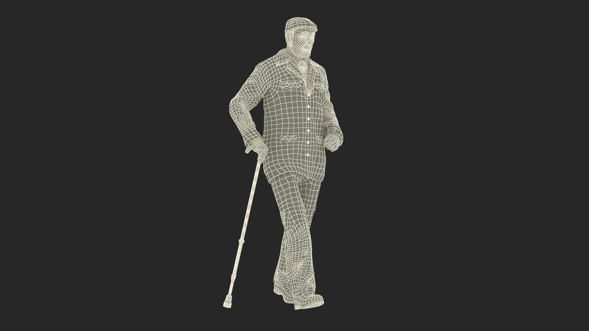 3D Walking Old Man with Stick