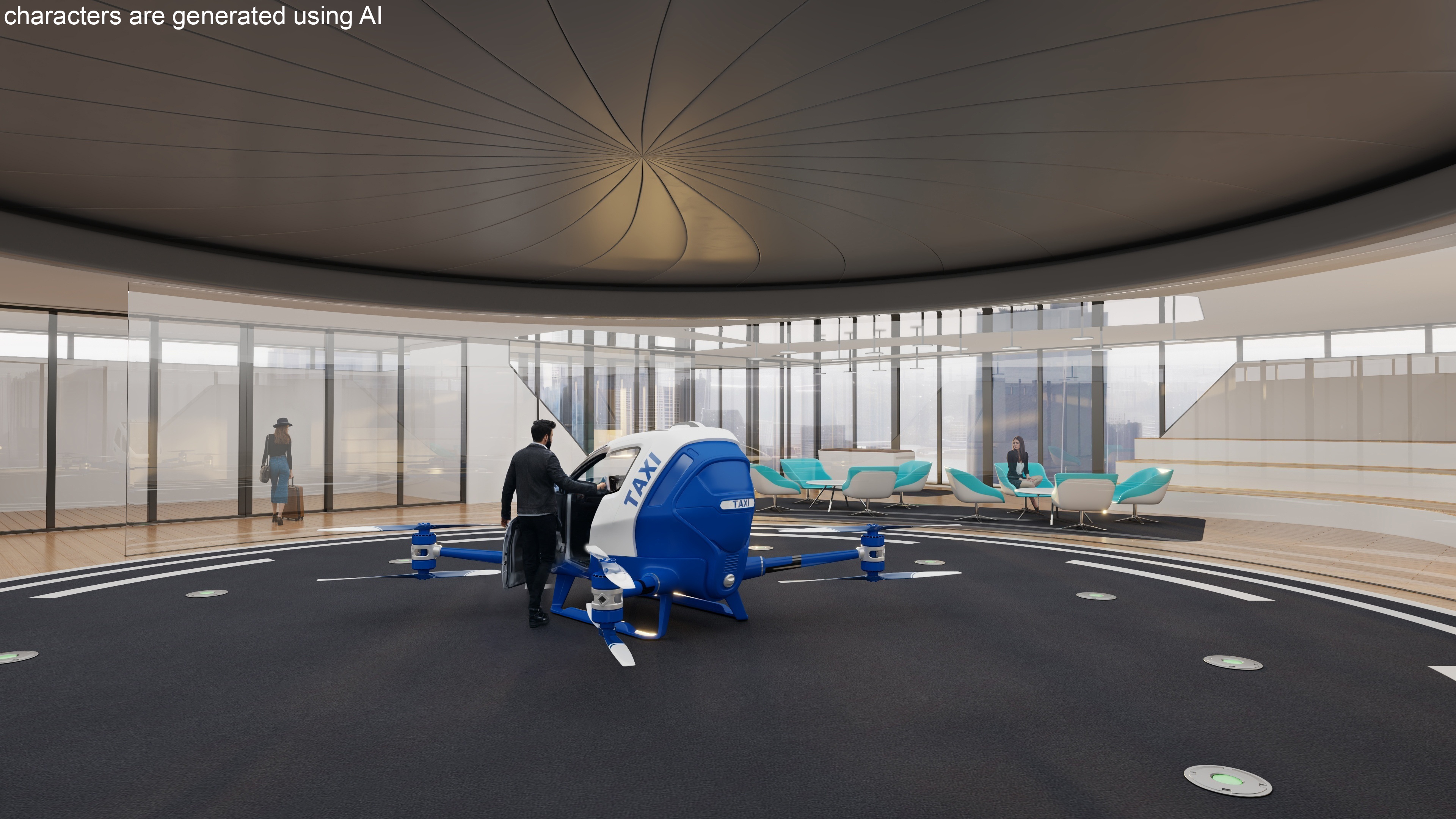 3D model Air Taxi Port Rigged