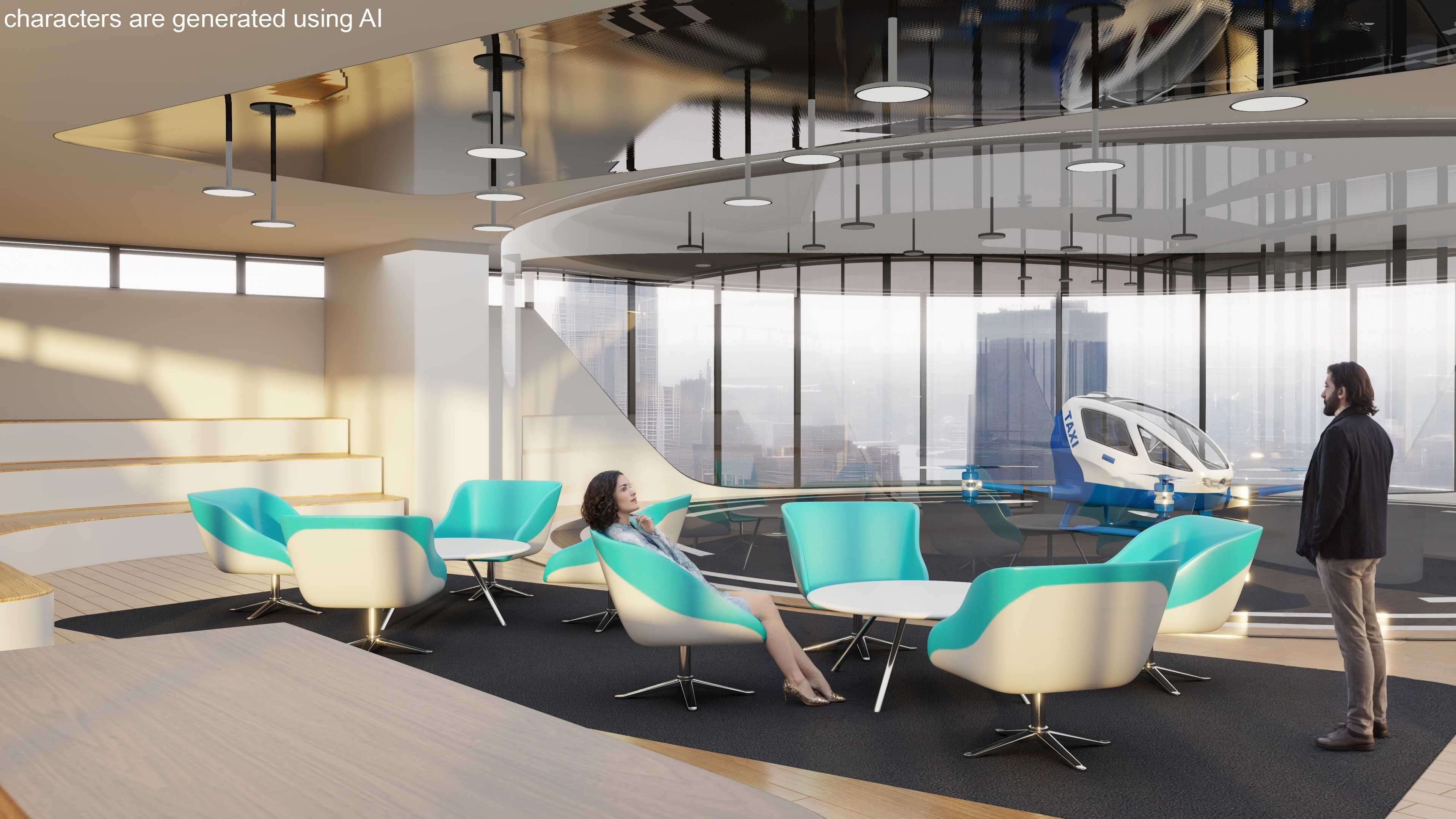 3D model Air Taxi Port Rigged