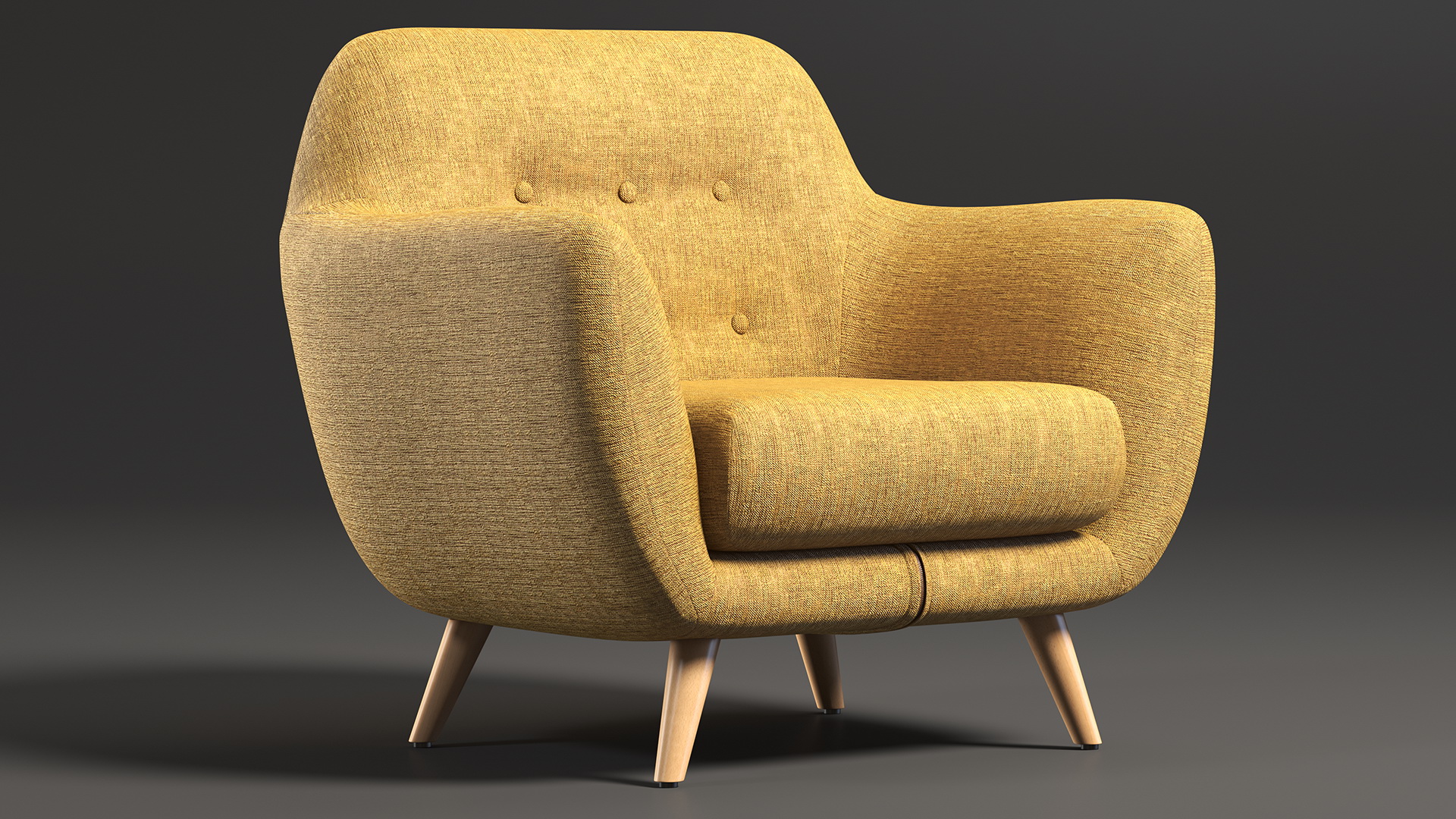 3D Armchair Loa Mustard Color