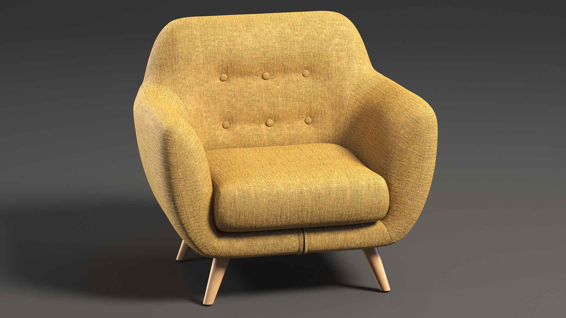 3D Armchair Loa Mustard Color