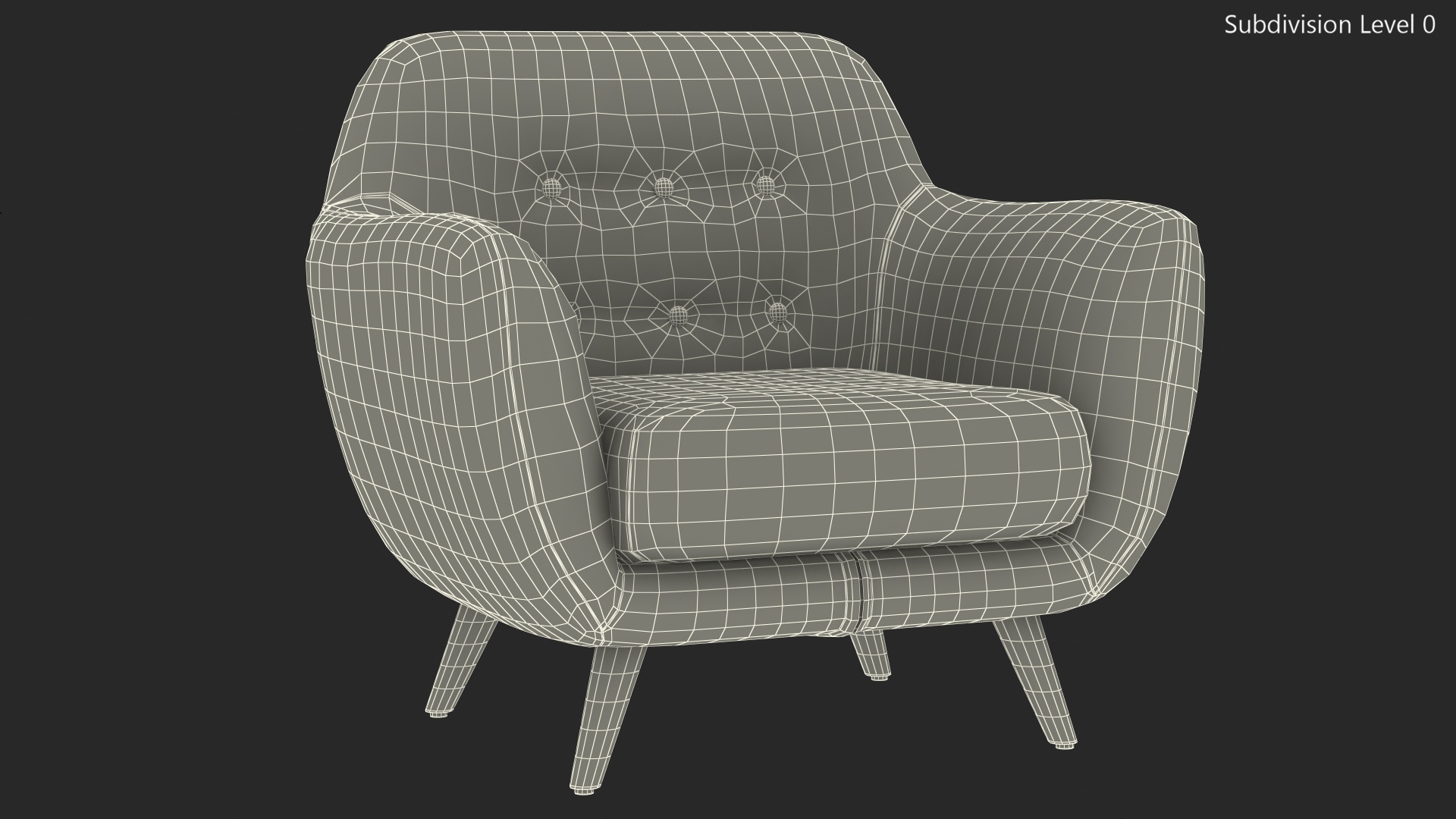 3D Armchair Loa Mustard Color