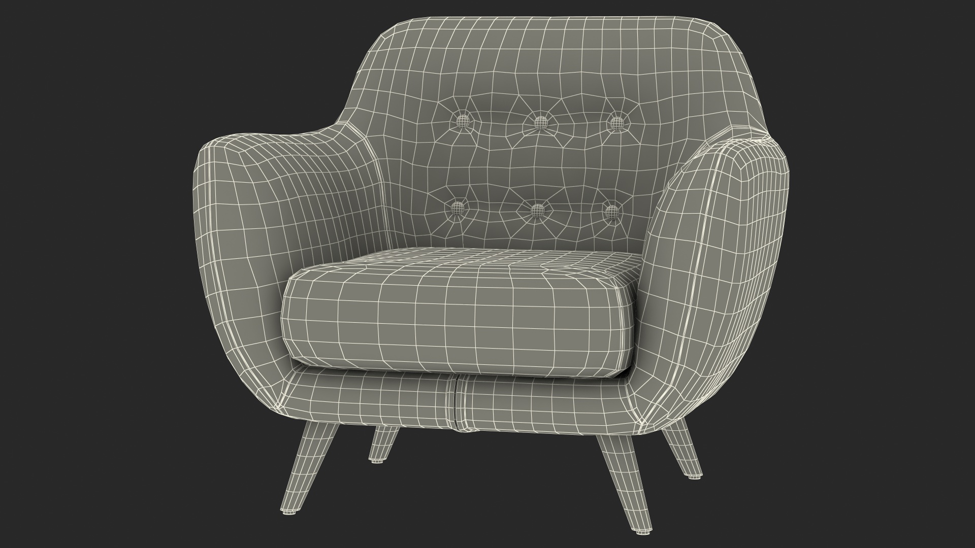 3D Armchair Loa Mustard Color