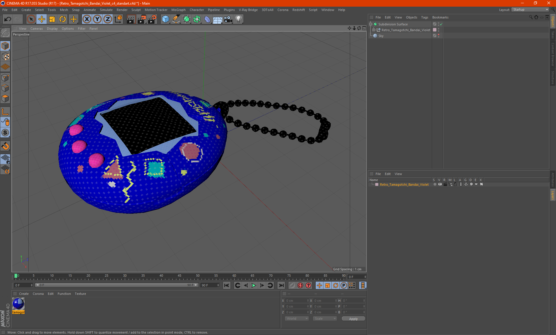 3D model Retro Tamagotchi Bandai Violet