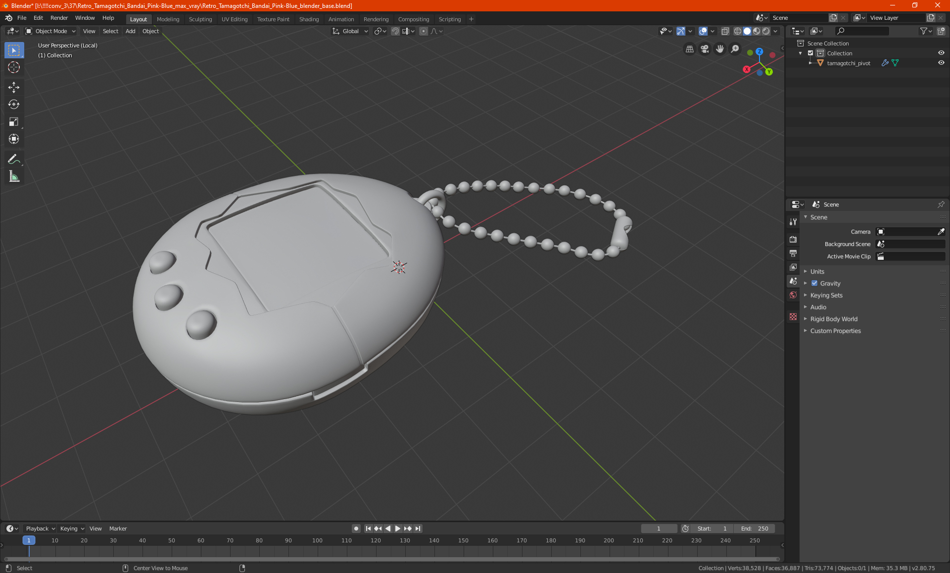3D model Retro Tamagotchi Bandai Violet