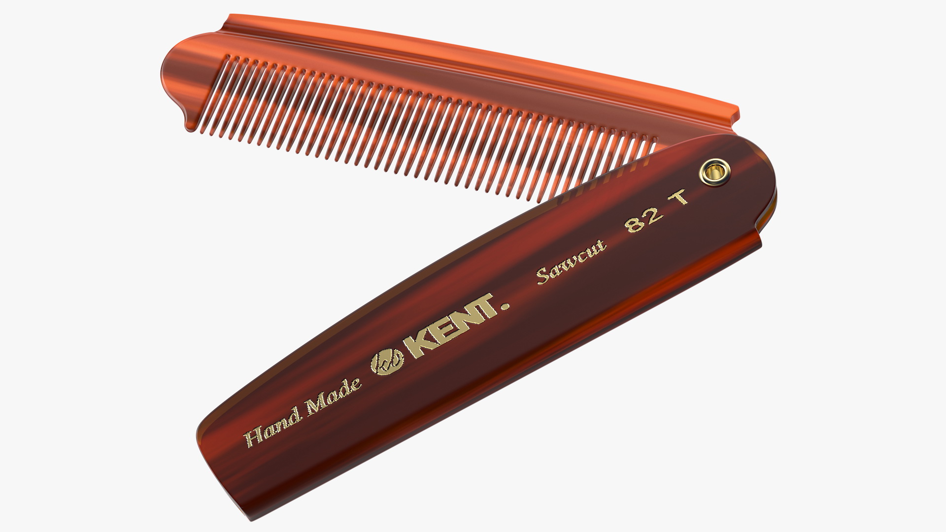 3D model Kent Folding Pocket Comb Brown