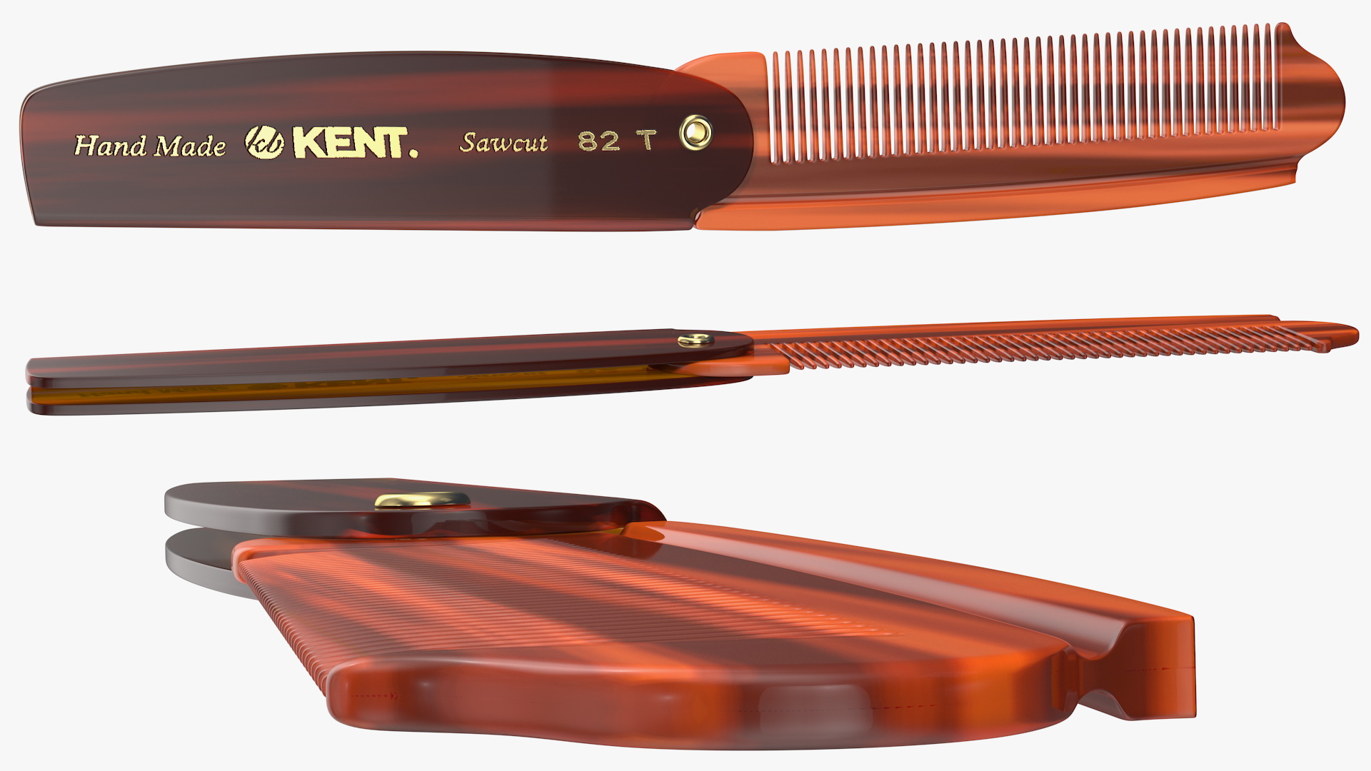 3D model Kent Folding Pocket Comb Brown