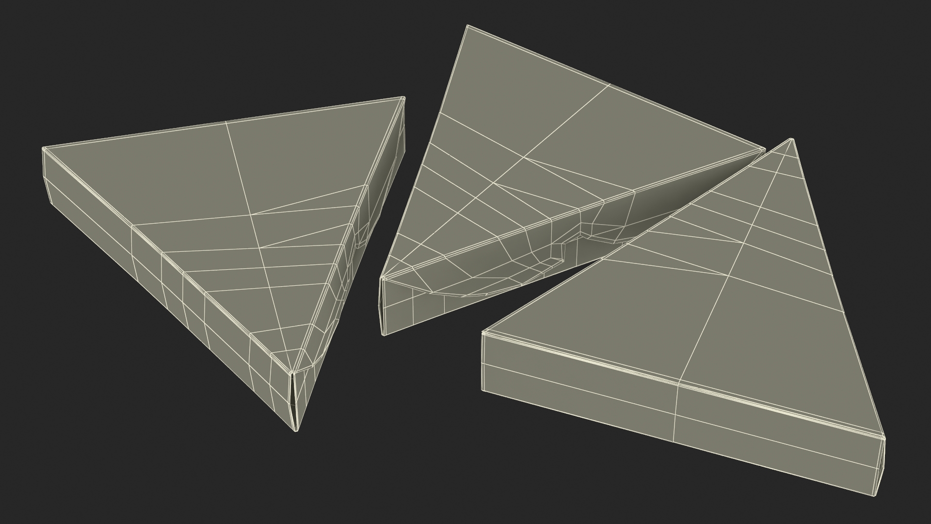 3D model Triangle Pizza Slice Packaging Boxes Set