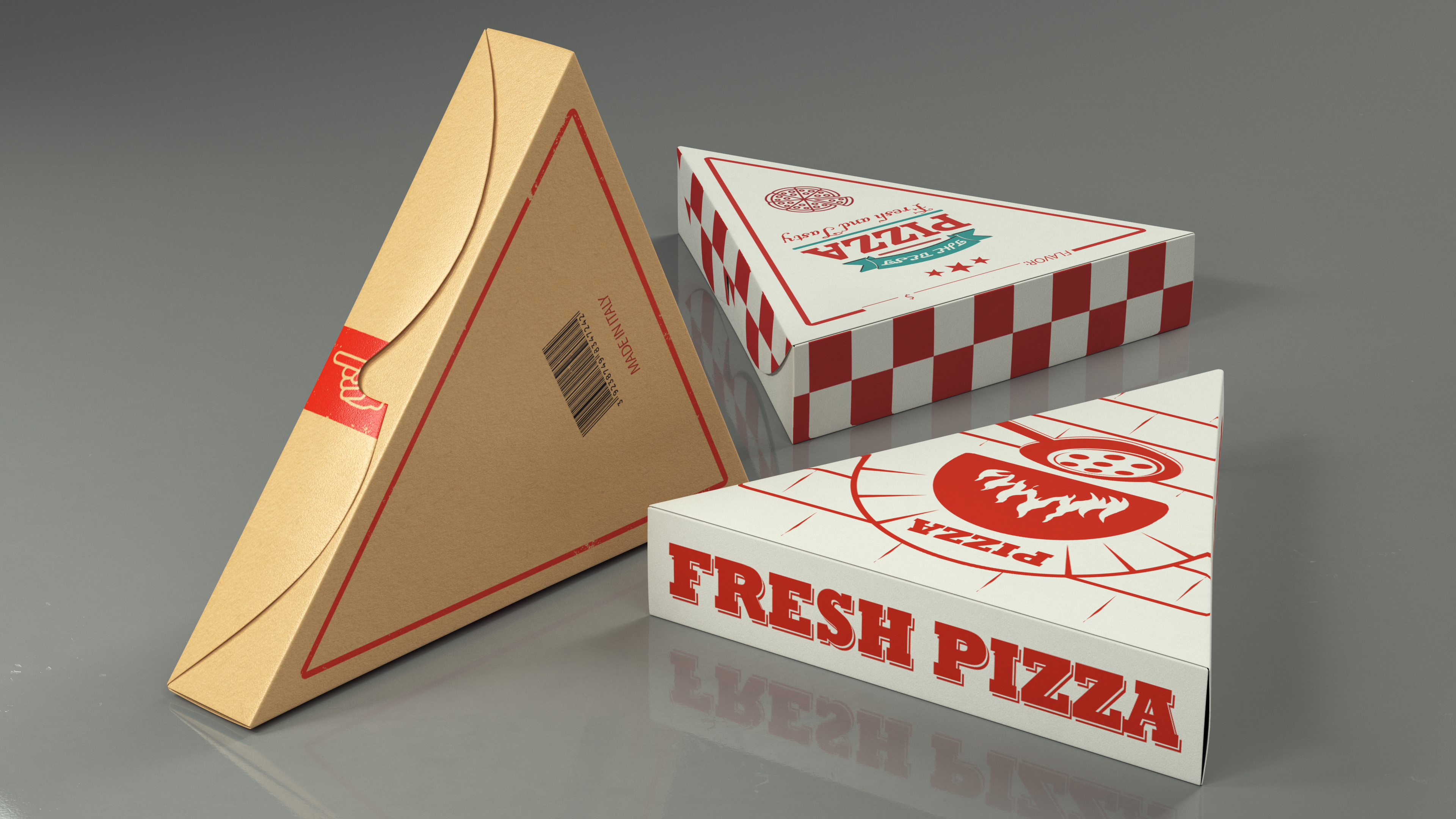 3D model Triangle Pizza Slice Packaging Boxes Set
