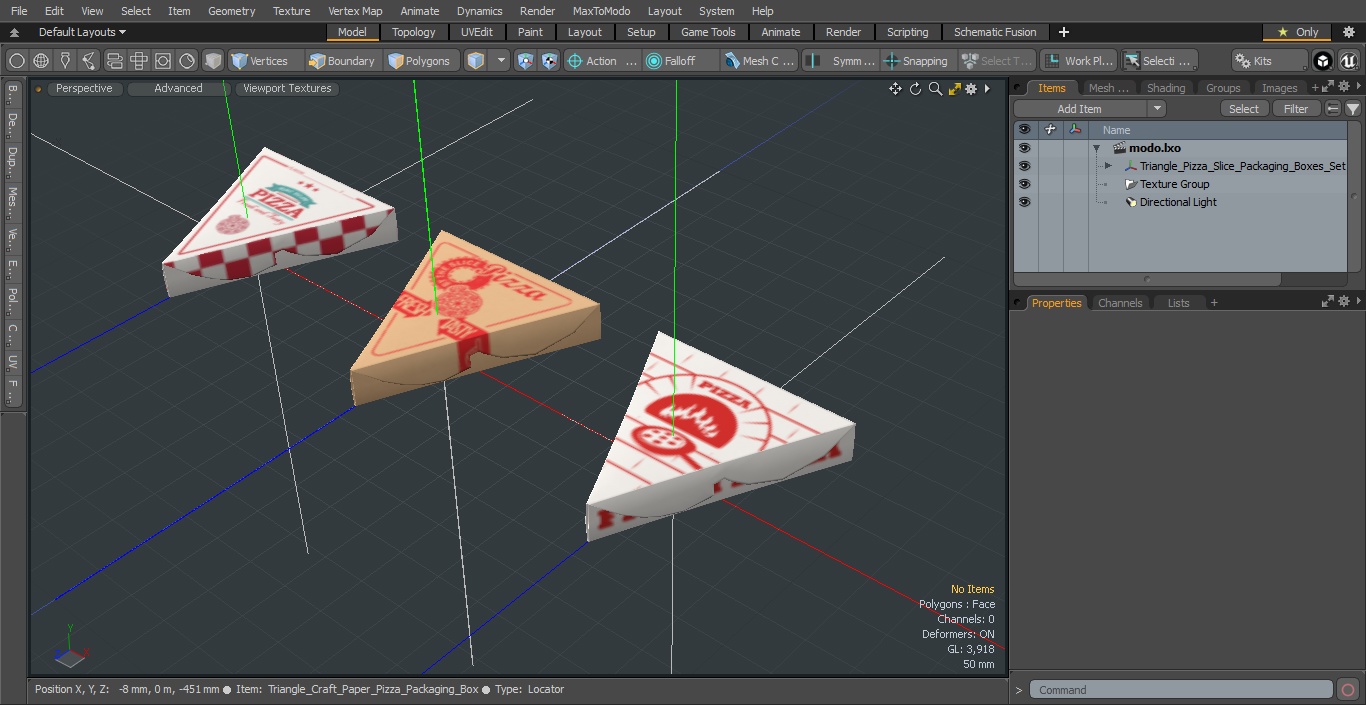 3D model Triangle Pizza Slice Packaging Boxes Set