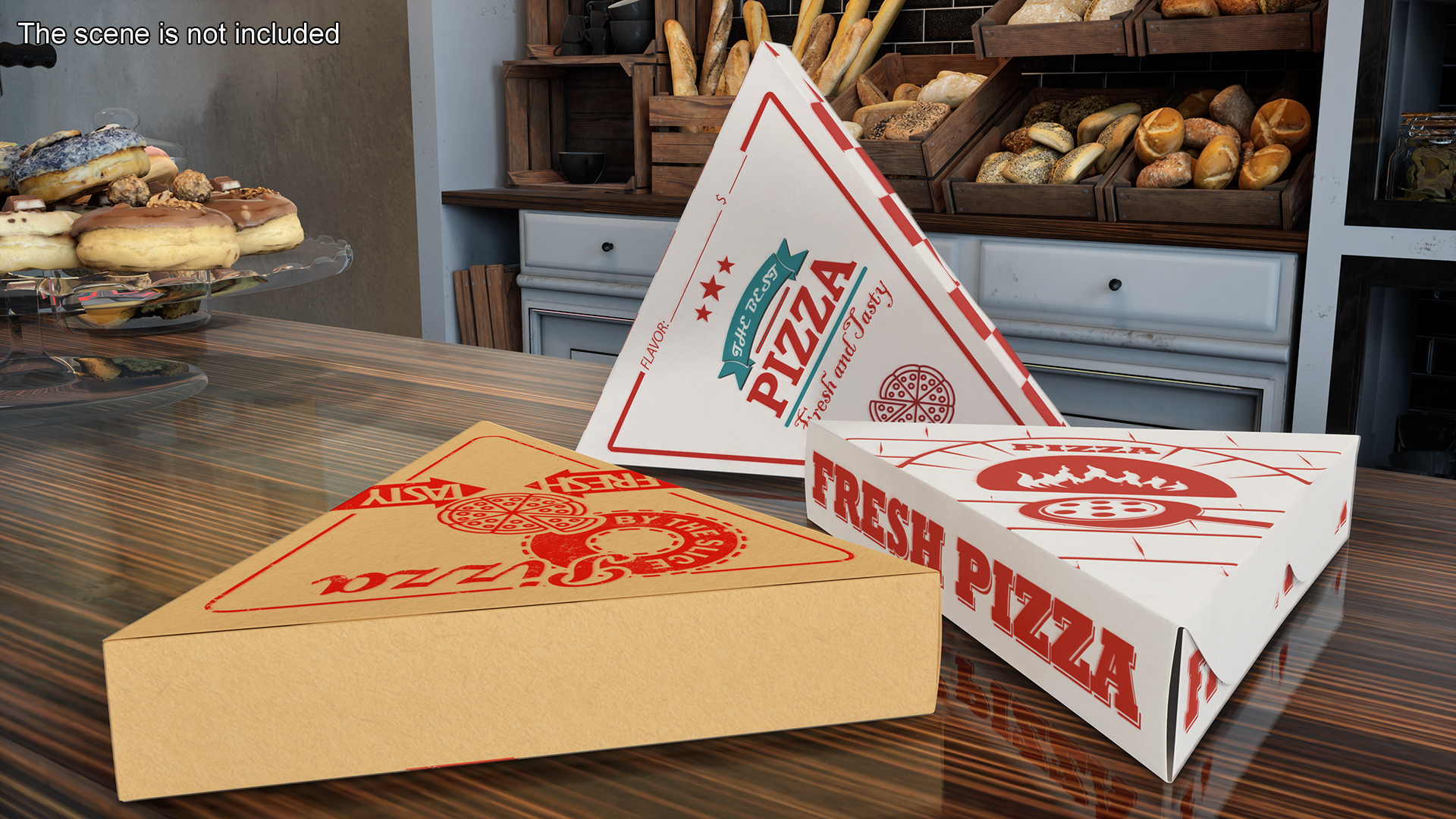 3D model Triangle Pizza Slice Packaging Boxes Set