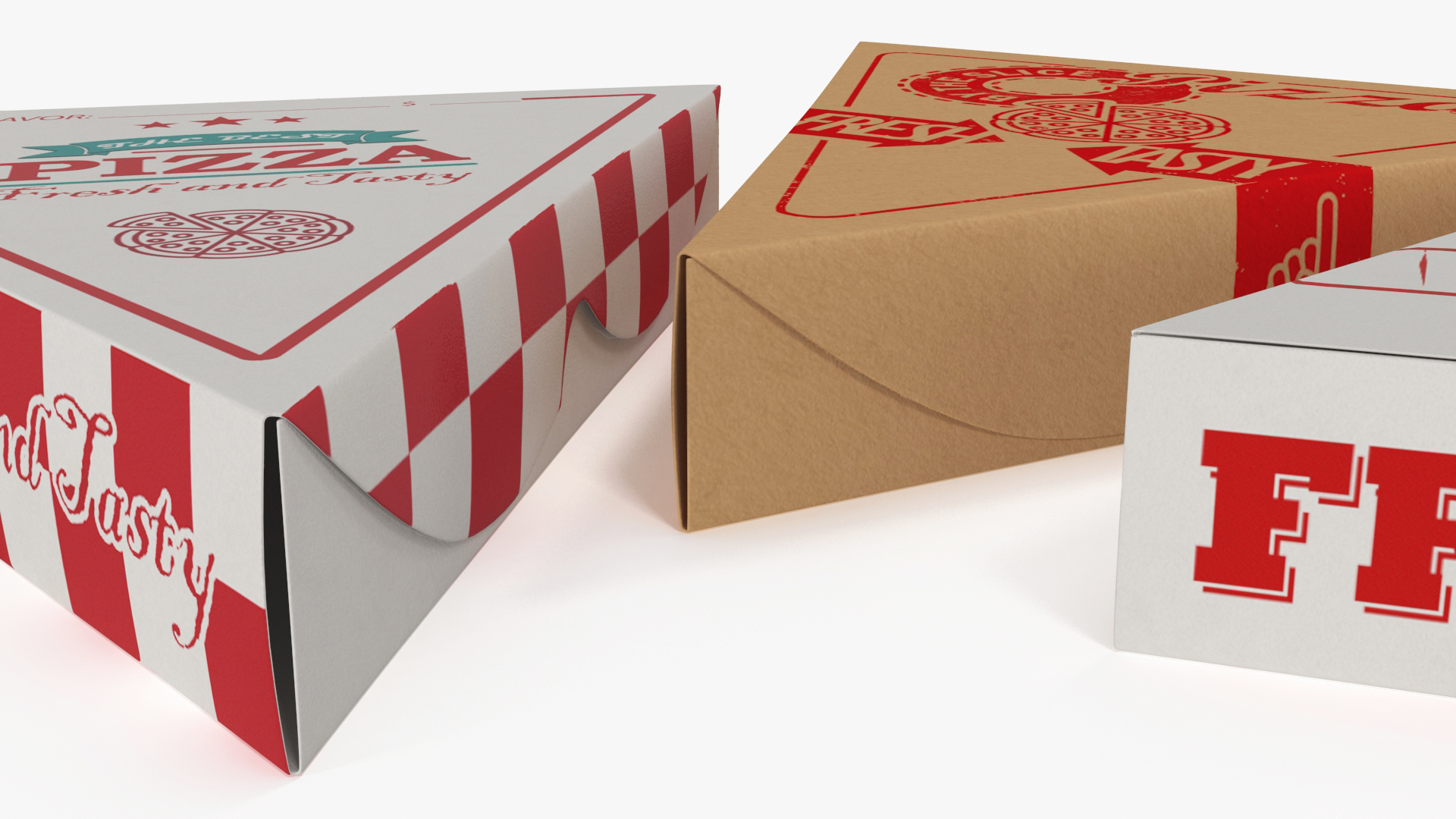 3D model Triangle Pizza Slice Packaging Boxes Set