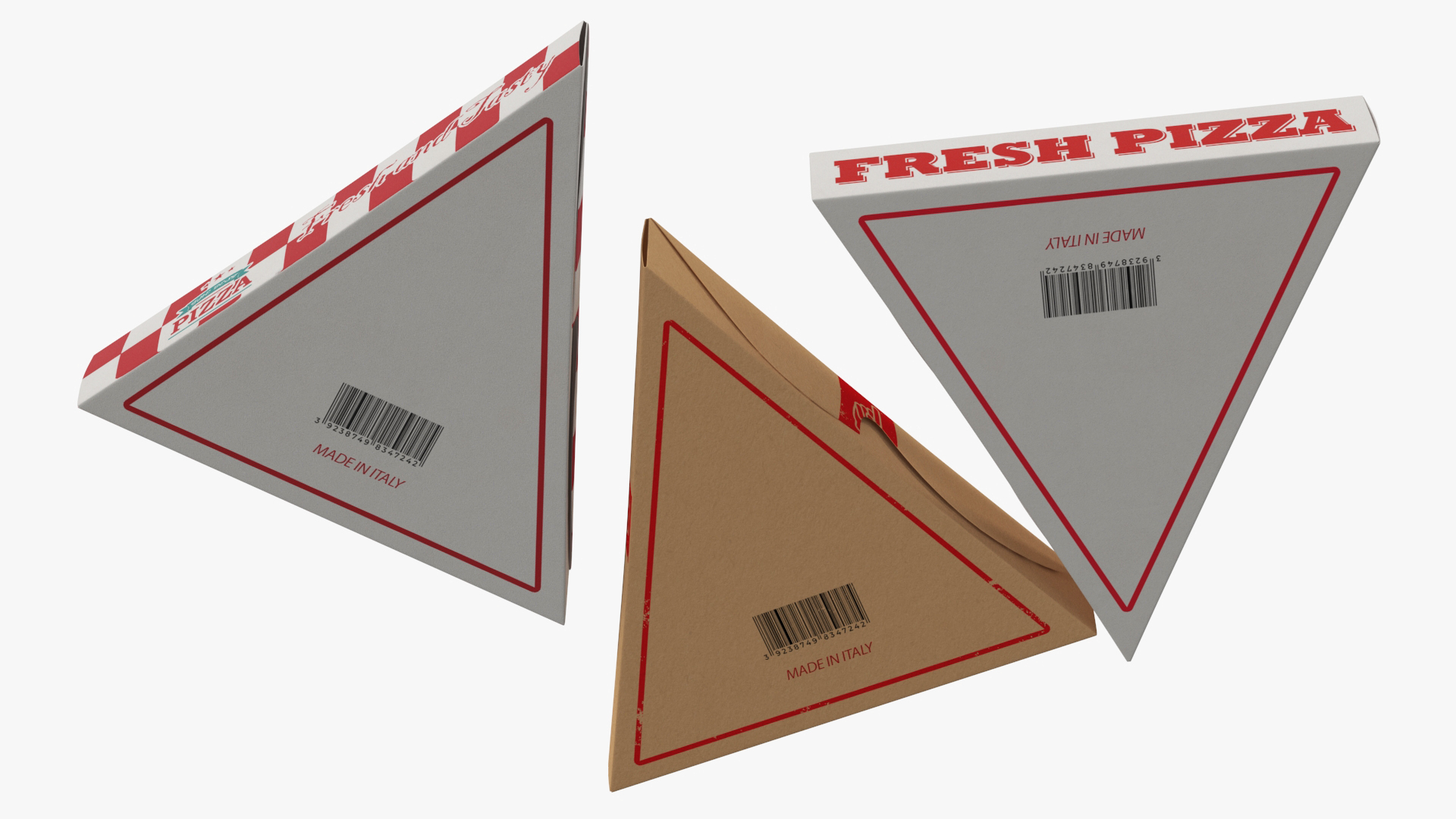 3D model Triangle Pizza Slice Packaging Boxes Set