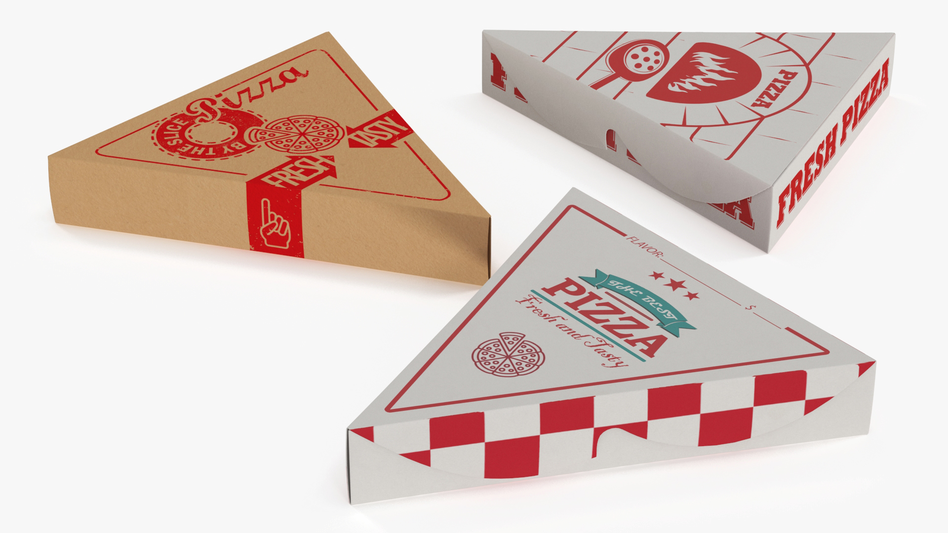 3D model Triangle Pizza Slice Packaging Boxes Set