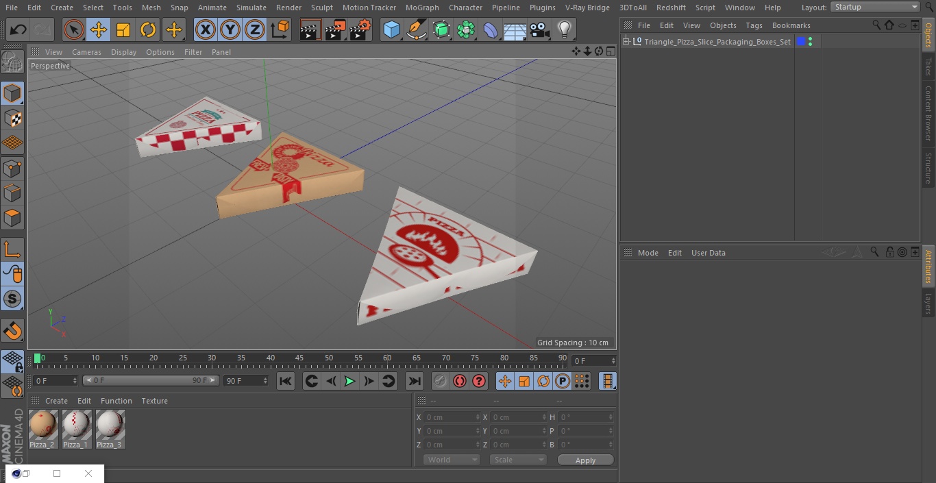 3D model Triangle Pizza Slice Packaging Boxes Set
