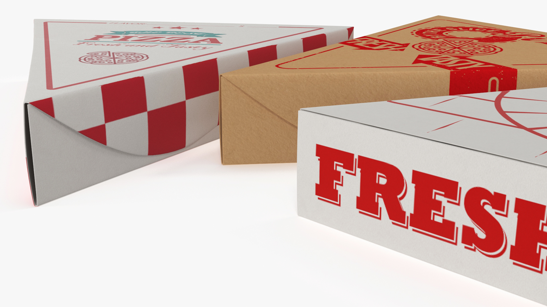 3D model Triangle Pizza Slice Packaging Boxes Set