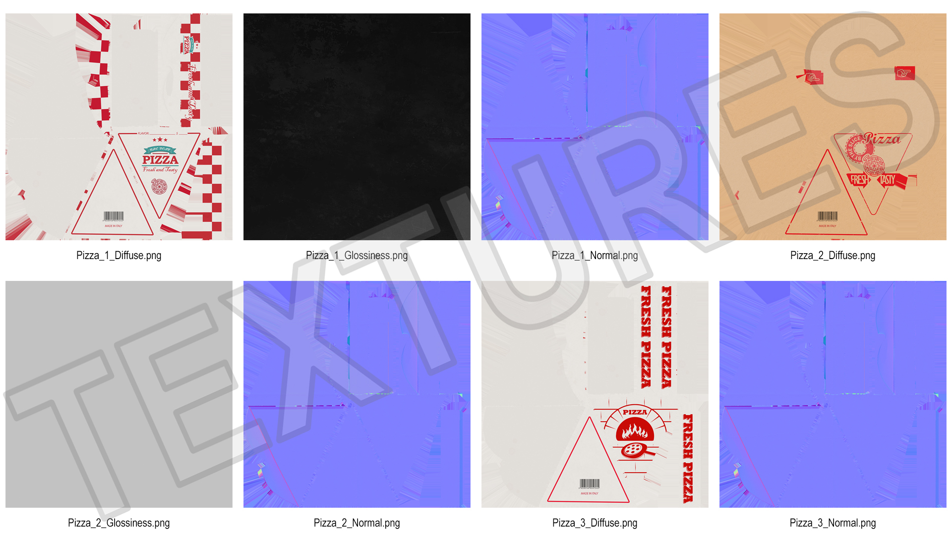 3D model Triangle Pizza Slice Packaging Boxes Set