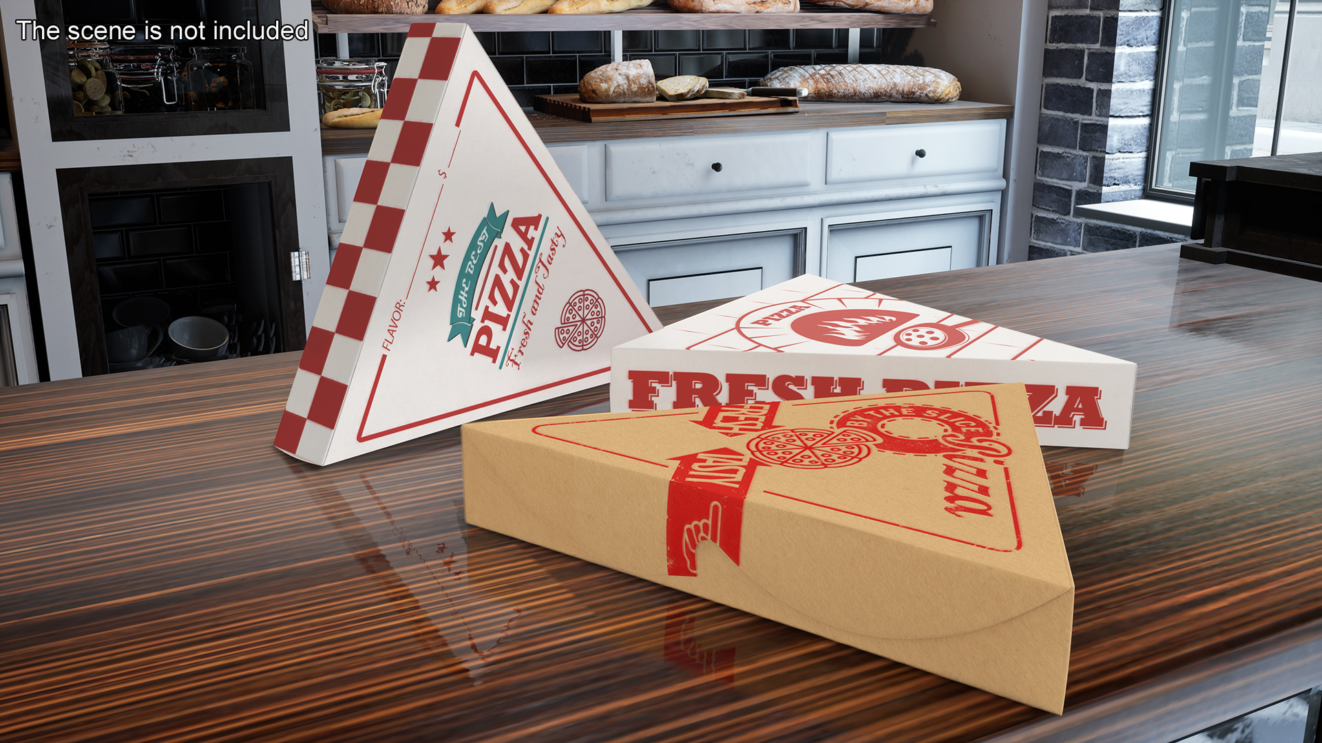 3D model Triangle Pizza Slice Packaging Boxes Set