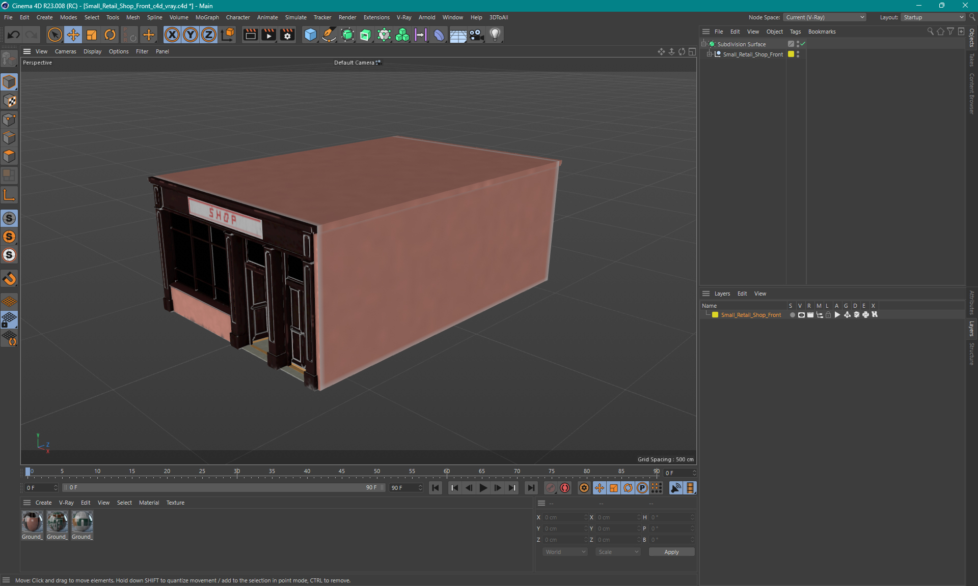 3D Small Retail Shop Front model