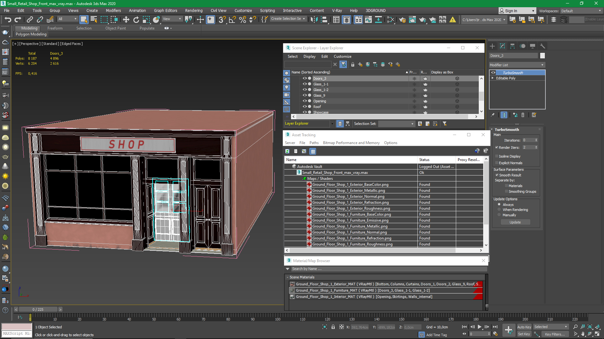 3D Small Retail Shop Front model