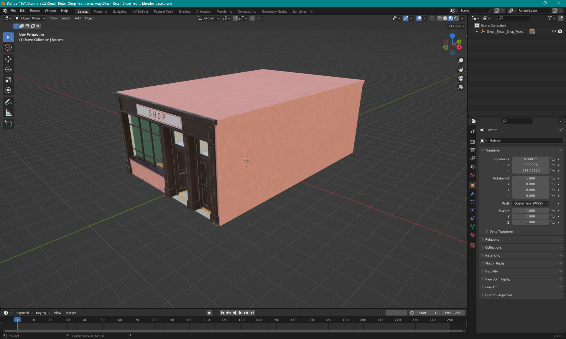 3D Small Retail Shop Front model