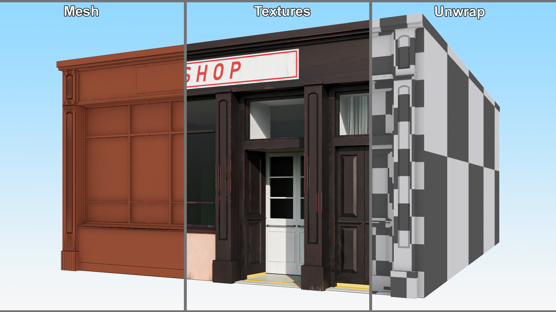 3D Small Retail Shop Front model