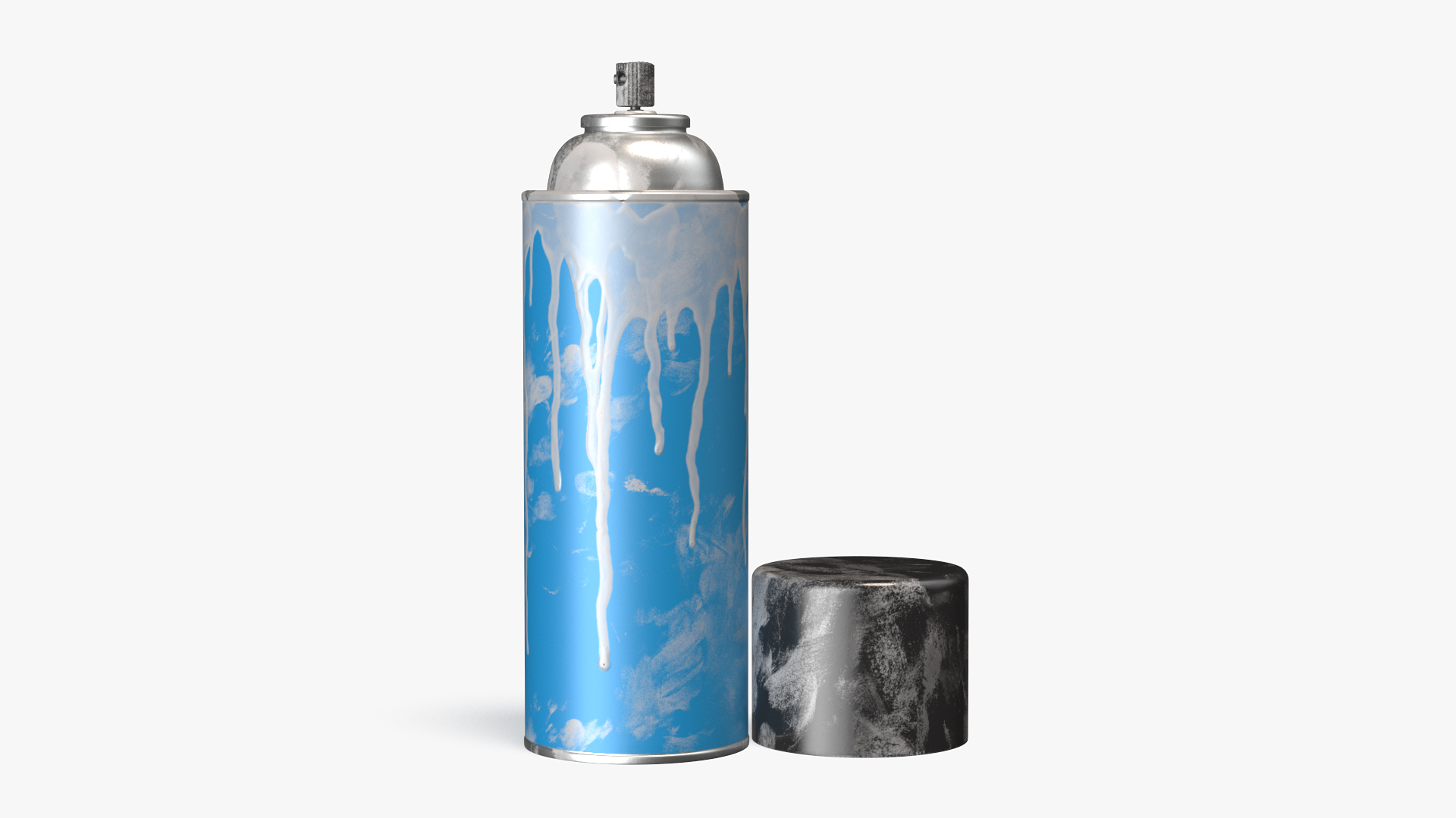 Used Cans of Spray Paint Blue 3D model
