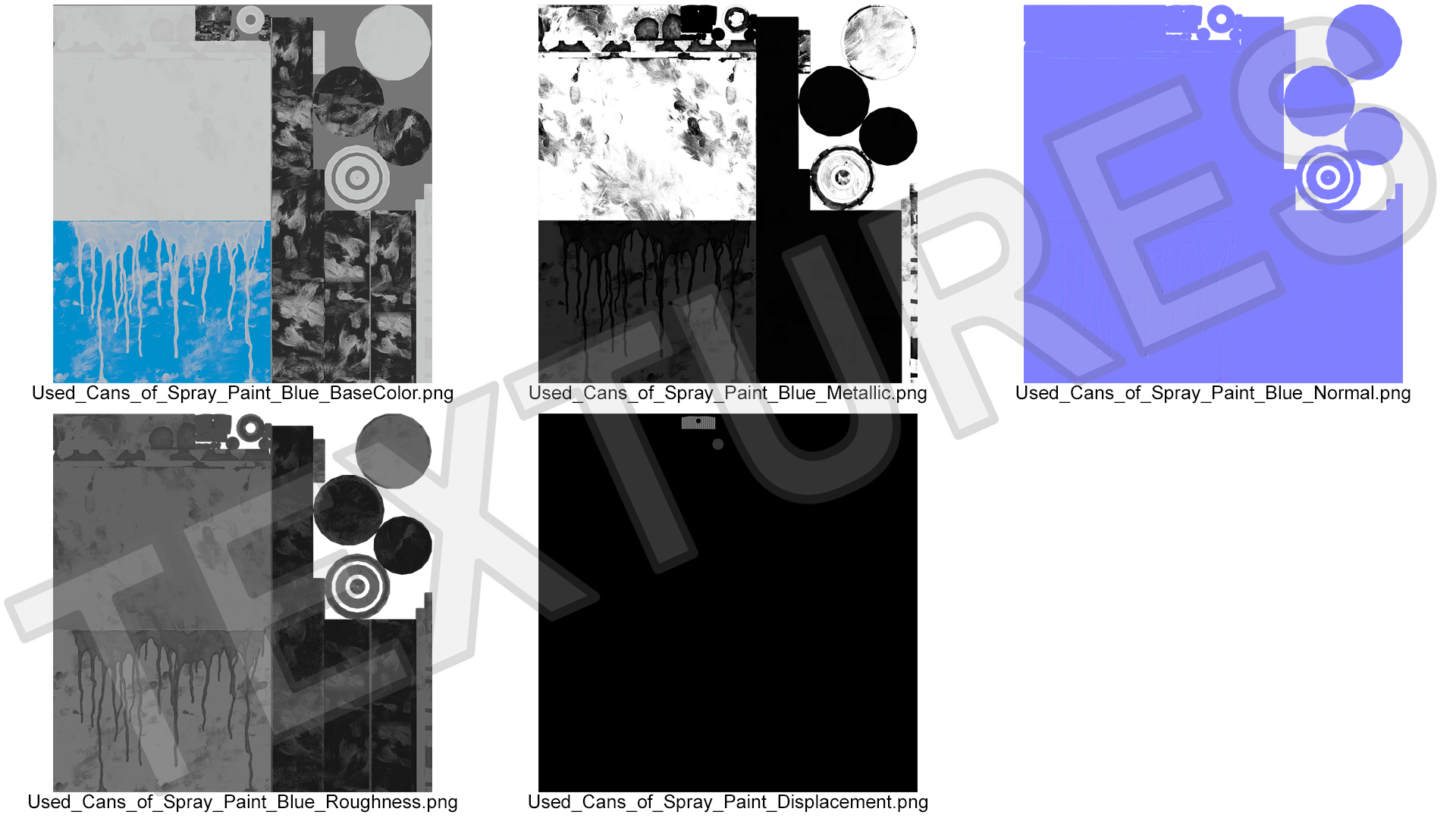 Used Cans of Spray Paint Blue 3D model