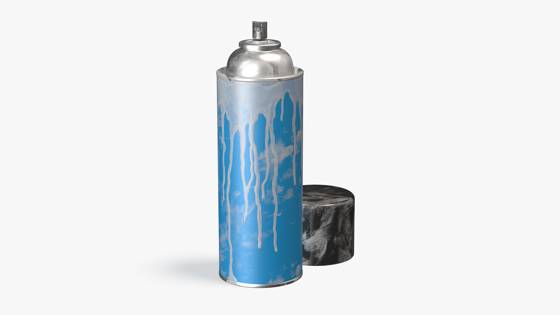 Used Cans of Spray Paint Blue 3D model