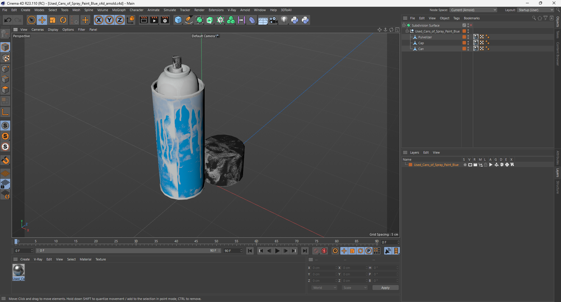 Used Cans of Spray Paint Blue 3D model