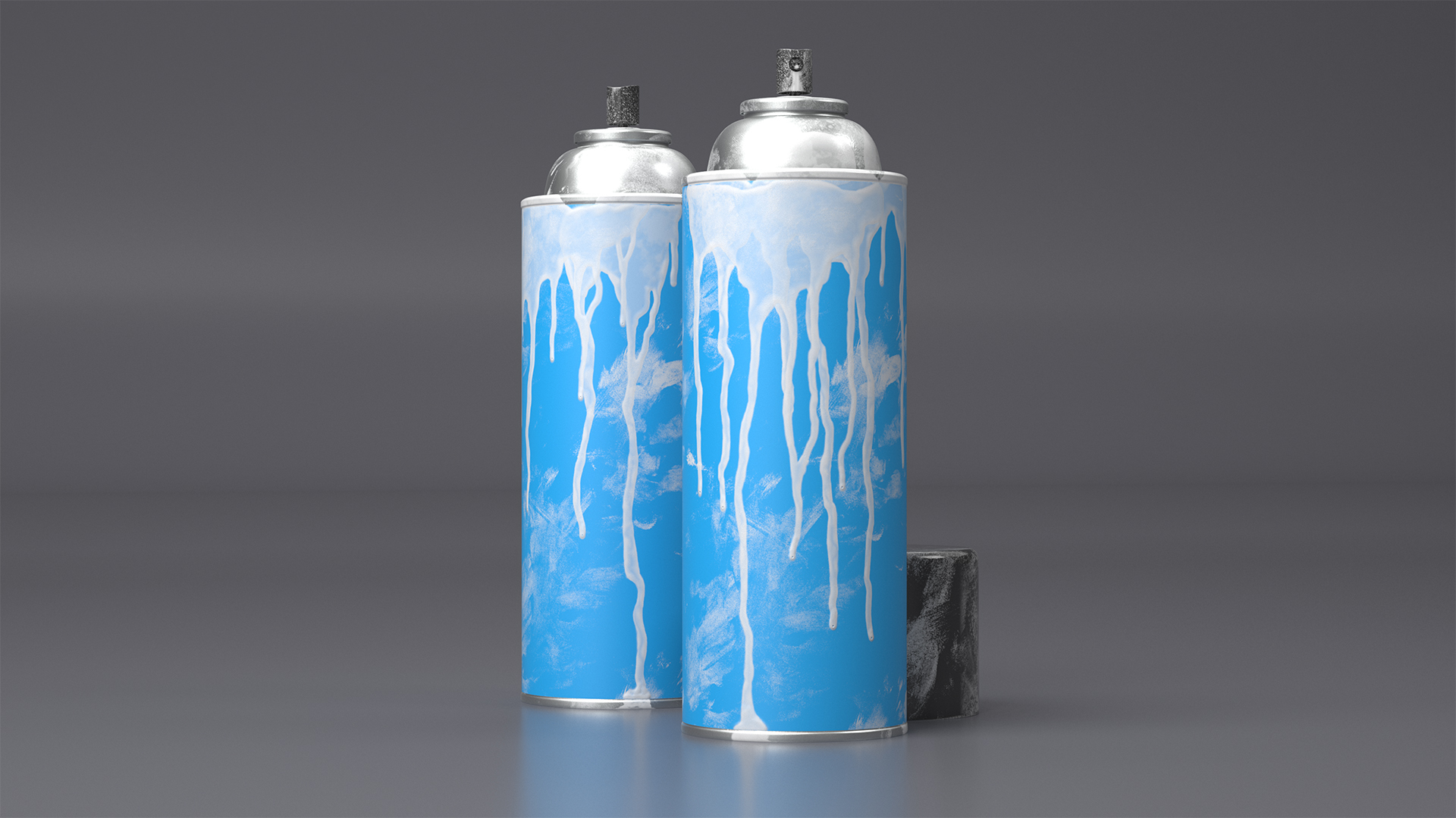 Used Cans of Spray Paint Blue 3D model